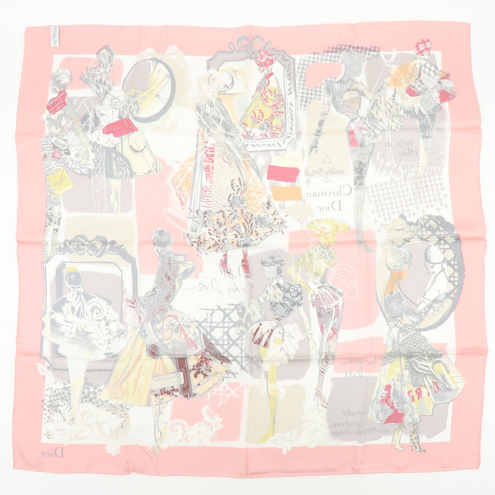 Christian Dior Silk 100% Scarf Shawl Ladies Print Pink