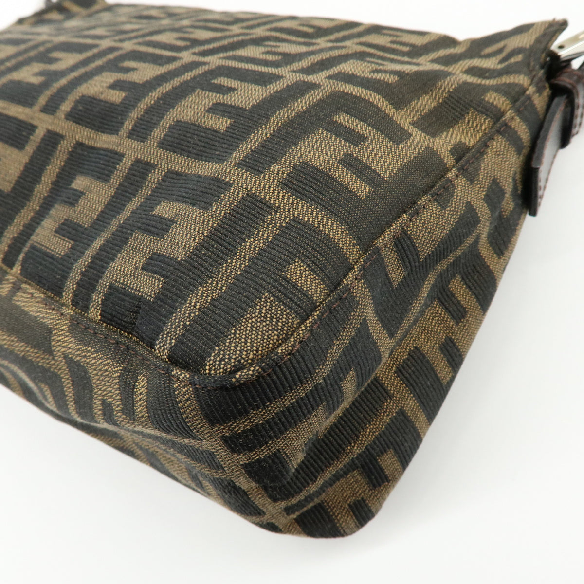FENDI Zucca Canvas Leather Shoulder Bag Hand Bag Brown Black 26566
