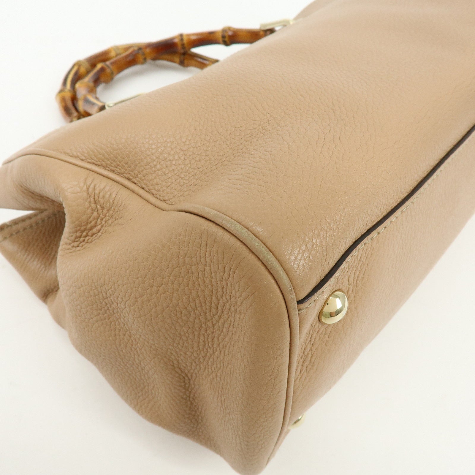 GUCCI Bamboo Shopper Medium 2Way Bag Shoulder Bag Pink Beige 323660