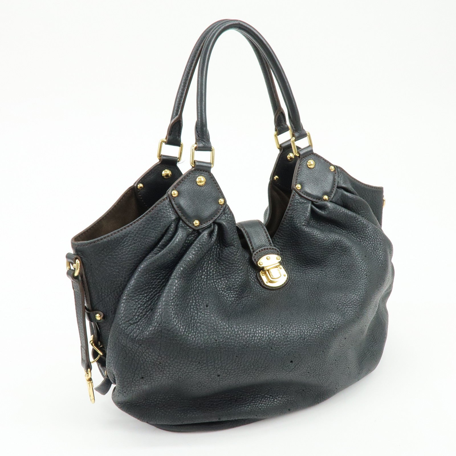 Louis Vuitton Monogram Leather Mahina L Shoulder Bag Noir M95765