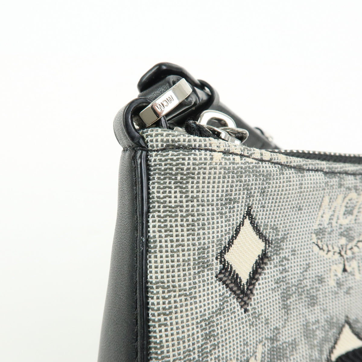 MCM Visetos Jacquard Canvas Leather 2Way Bag Shoulder Bag Grey Black