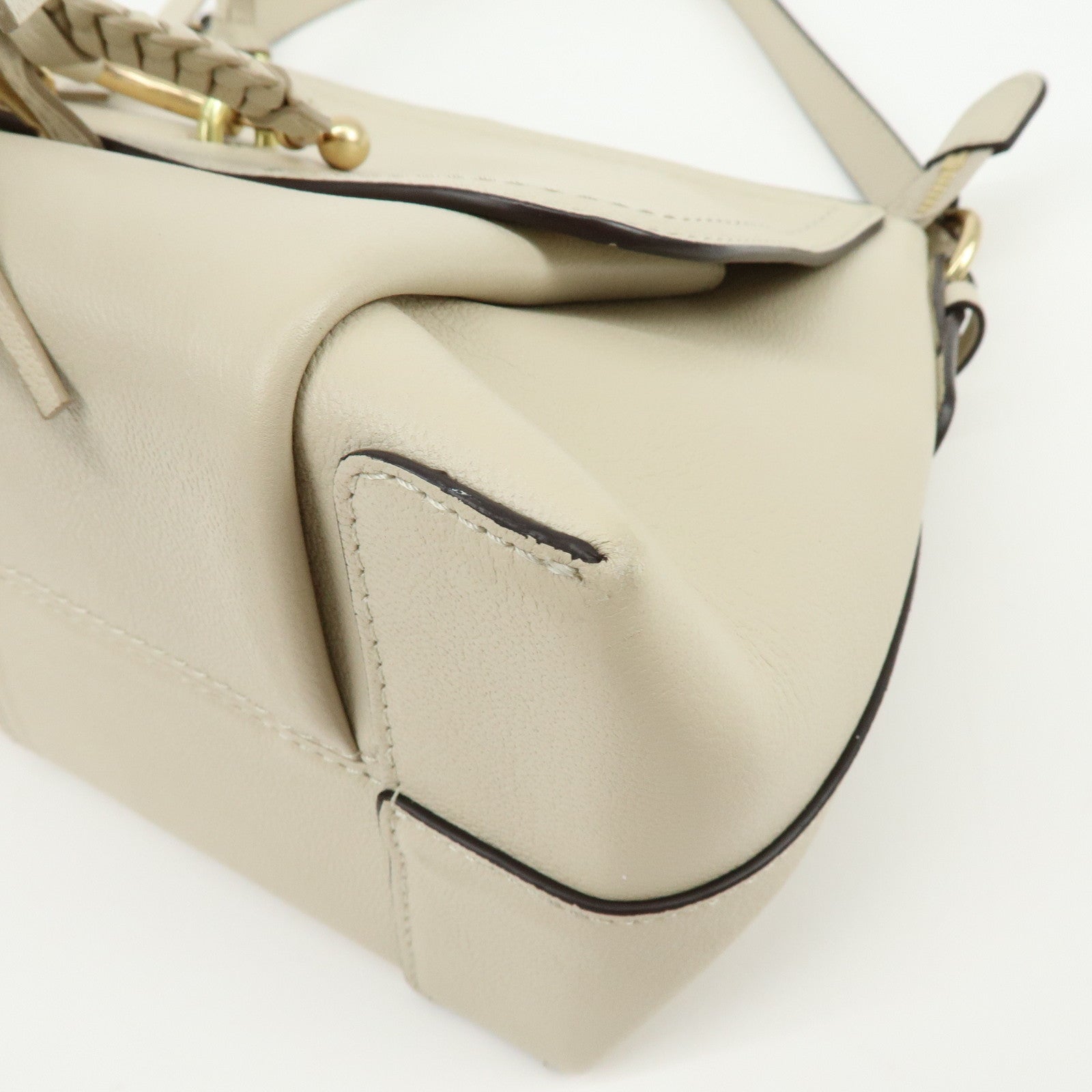 Chloe See By Chloe Joan Leather Shoulder Bag Hand Bag Beige