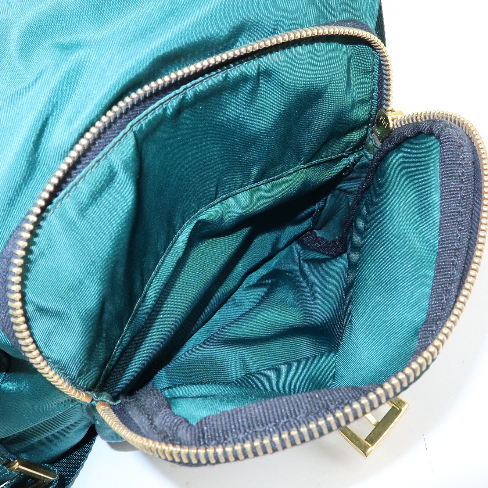 PRADA Triangle Logo Nylon Saffiano Leather Shoulder Bag Green