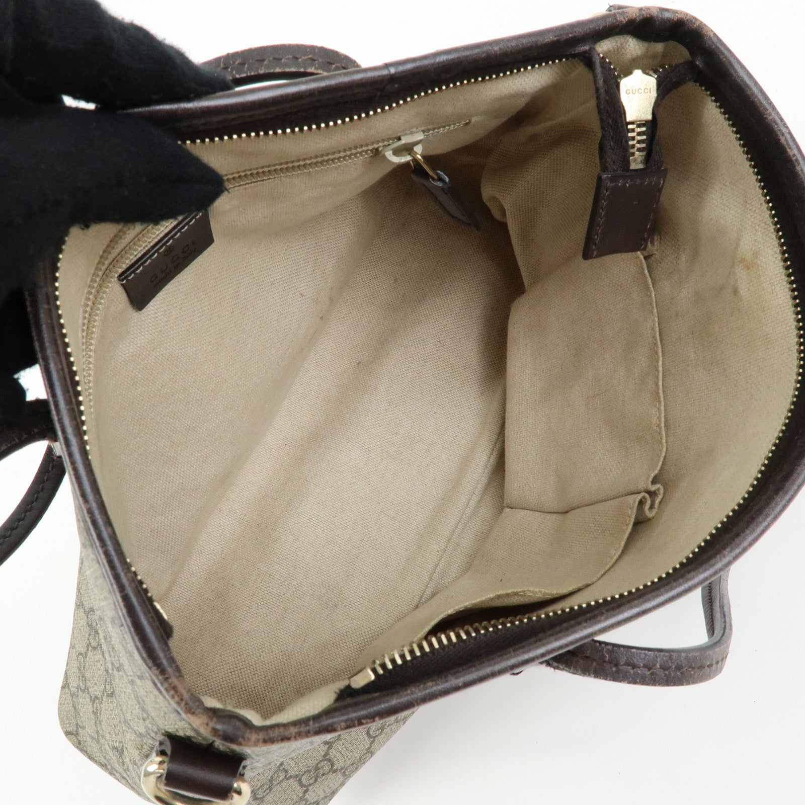 GUCCI GG Supreme Leather 2Way Bag Hand Bag Brown Beige 353440