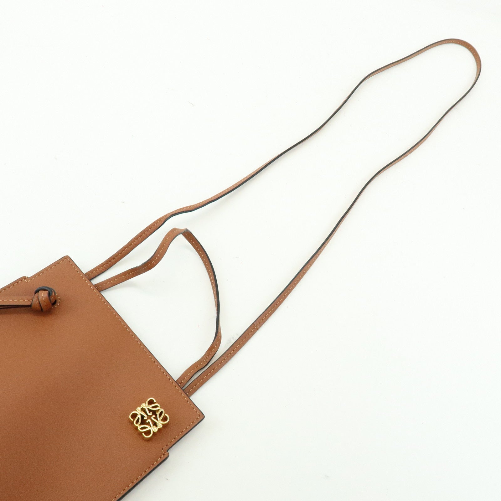 LOEWE Anagram Leather Dice Pocket Shoulder Bag Crossbody Bag Brown