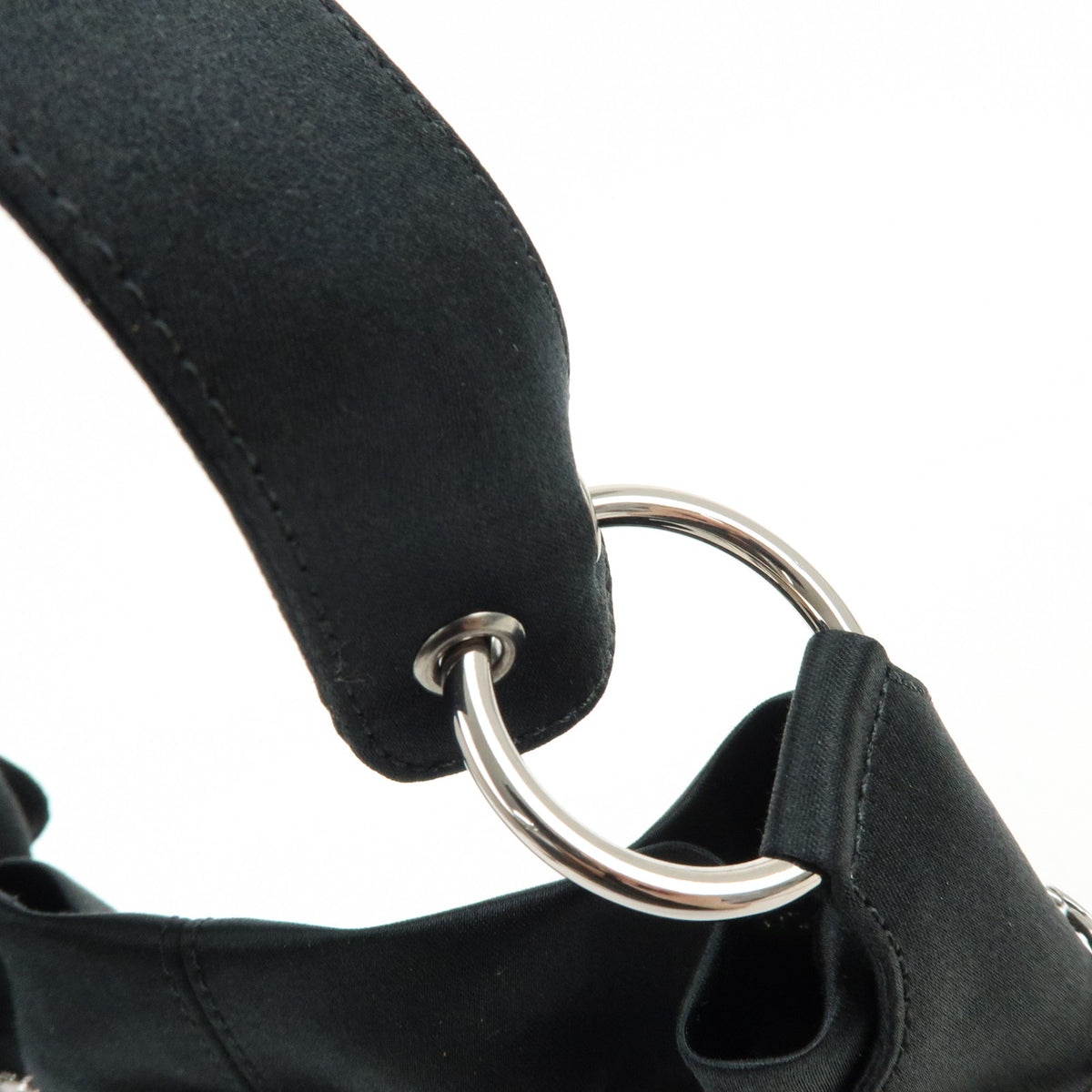 TOD'S Logo Nylon Shoulder Bag Hand Bag Black Silver