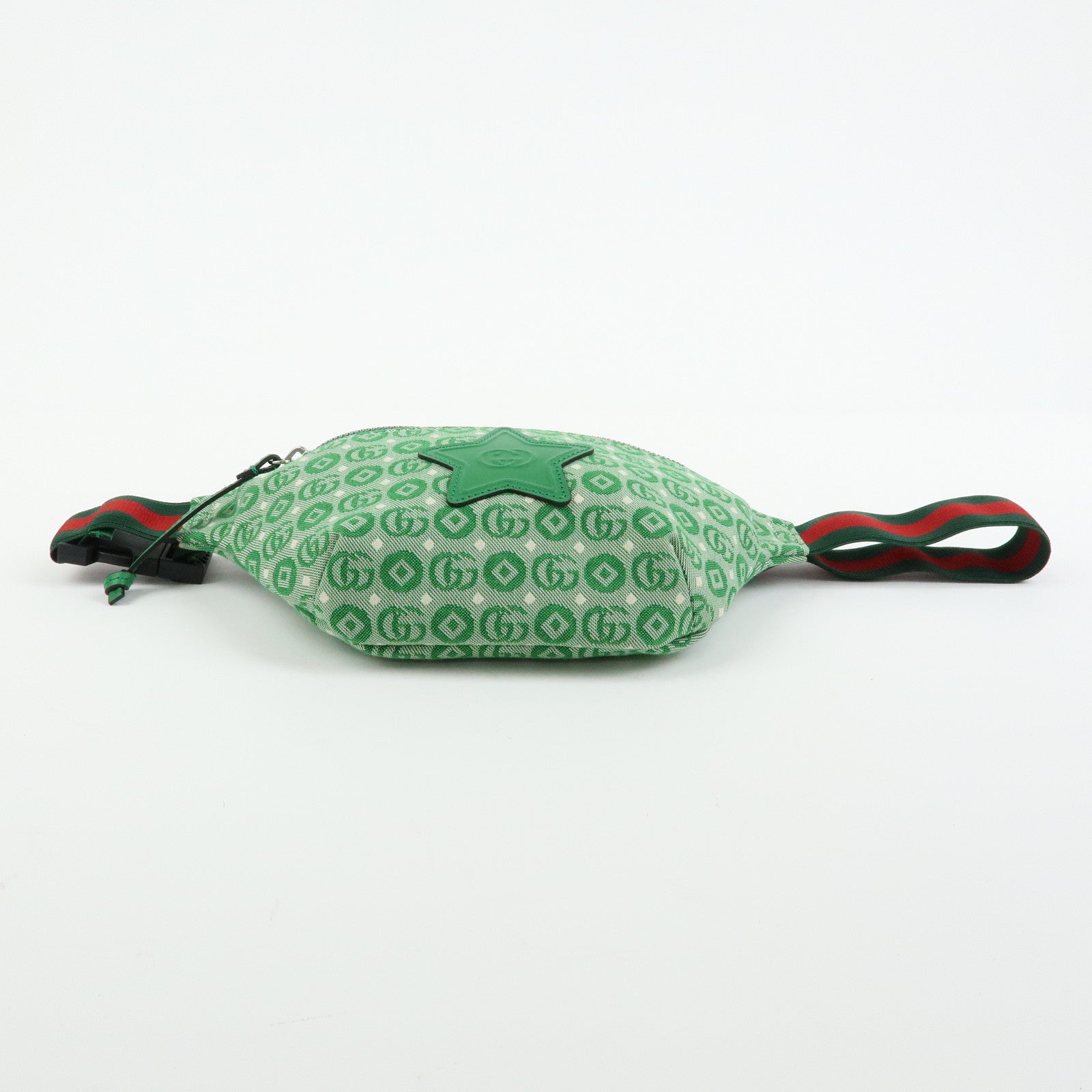 GUCCI Children's Sherry Canvas Leather Body Bag Waist Bag Green 502095