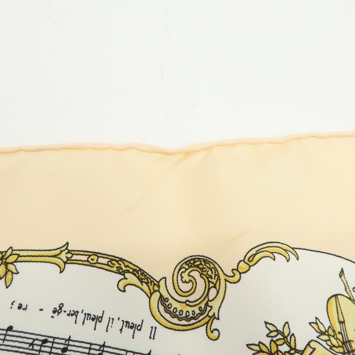 HERMES Carre 45 Silk 100% Scarf CHANSONS DE FRANCE Beige Multicolor