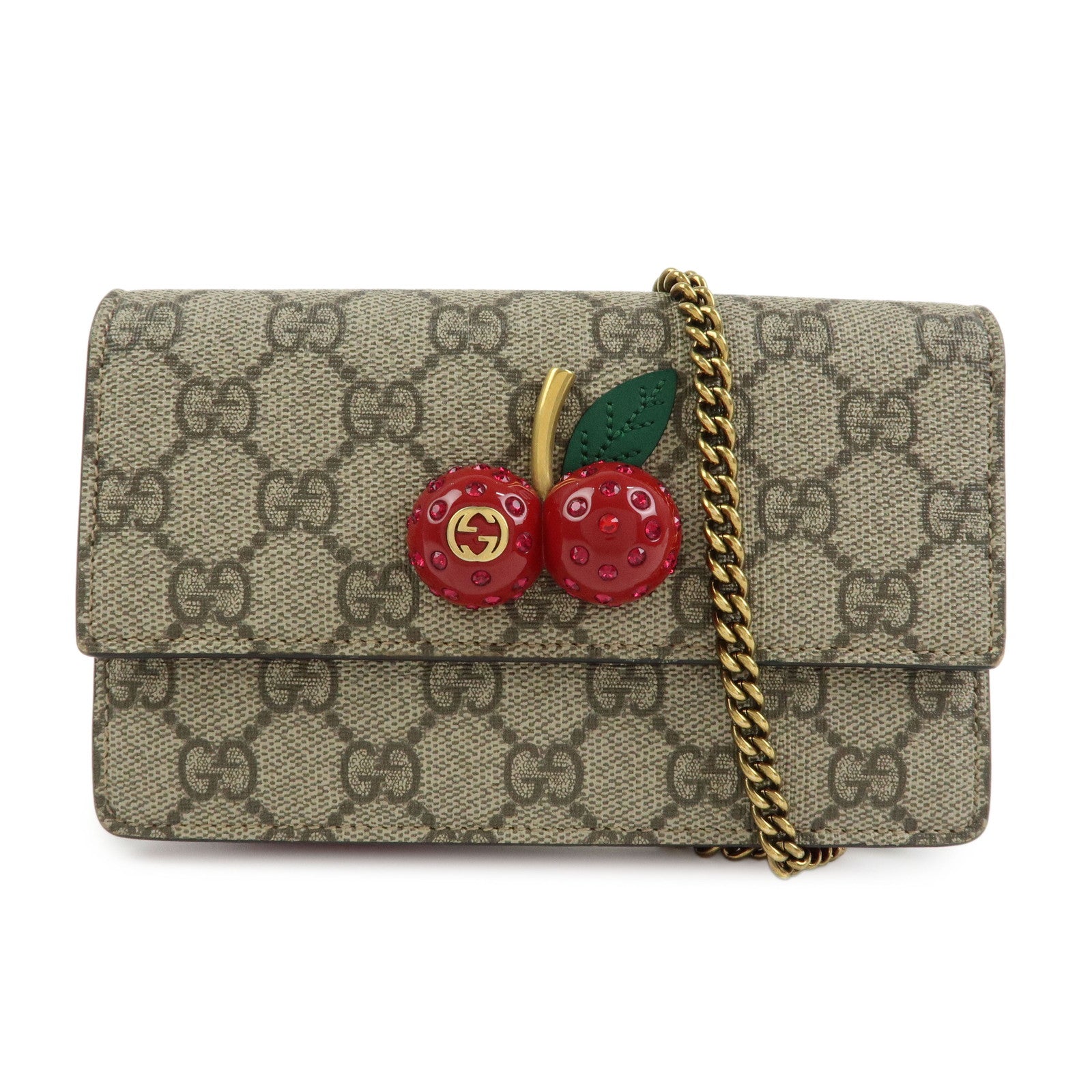 GUCCI Interlocking G GG Supreme Cherry Chain Shoulder Bag 481291