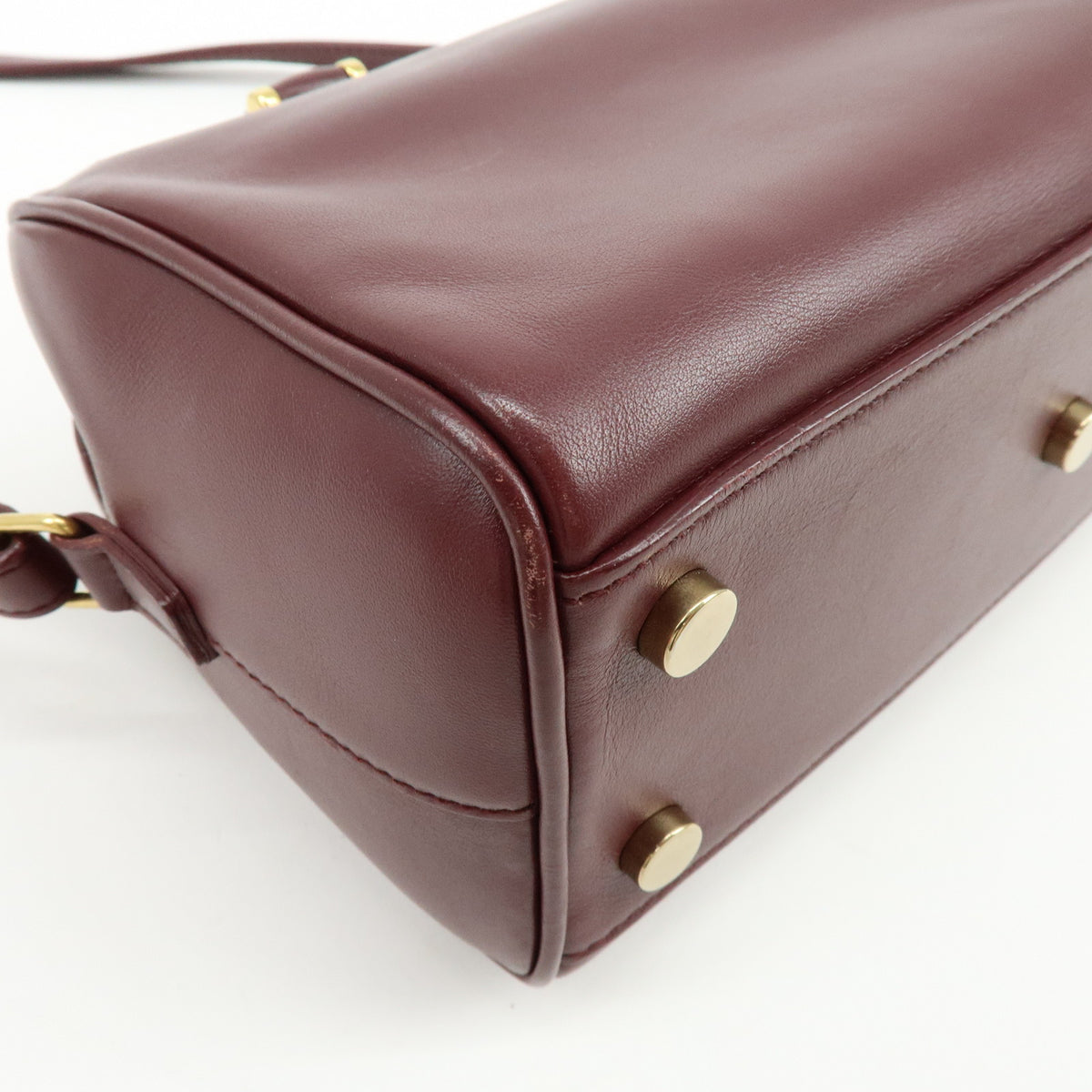 SAINT LAURENT PARIS Baby Duffle Leather 2WAY Bag Shoulder Bag Wine Red