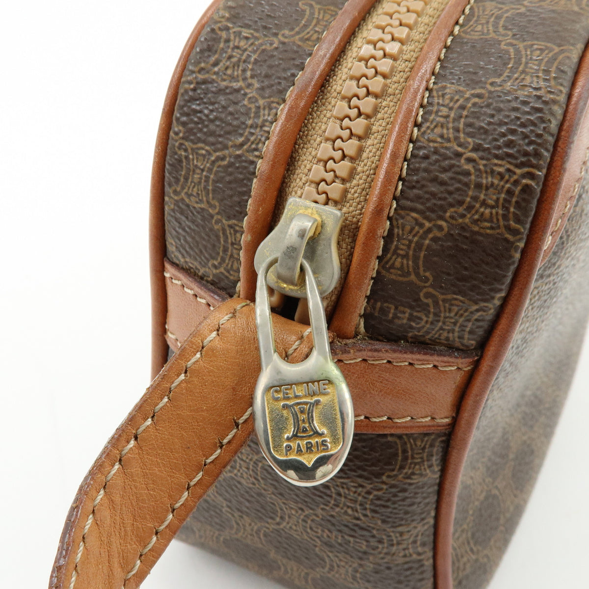 CELINE Macadam PVC Leather Shoulder Bag Crossbody Bag Brown