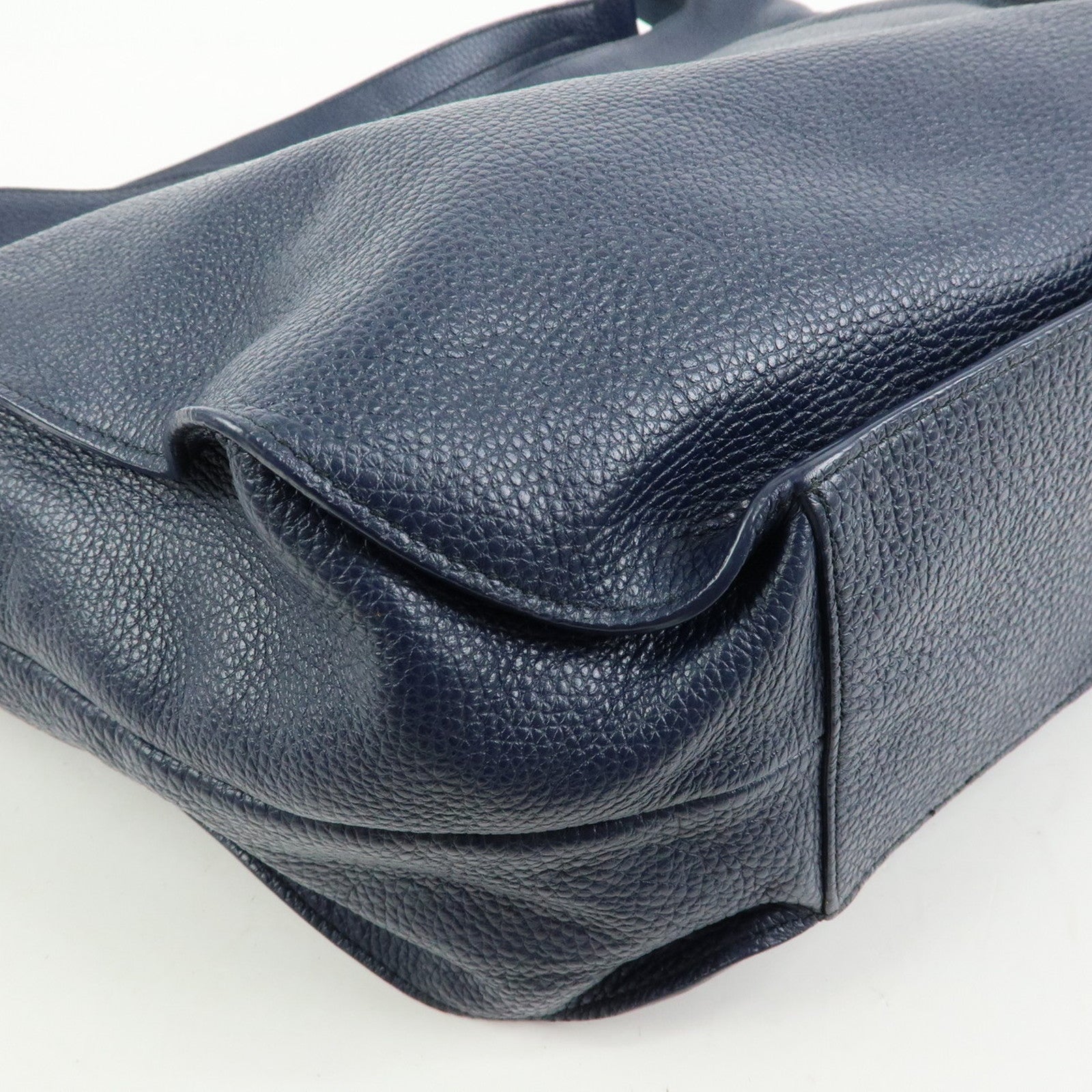FURLA Leather Shoulder Bag Hand Bag Hobo Bag Dark Navy