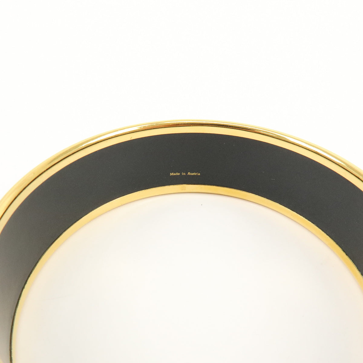 HERMES Email GM Gold Plated Bangle Bracelet Gold Grey White