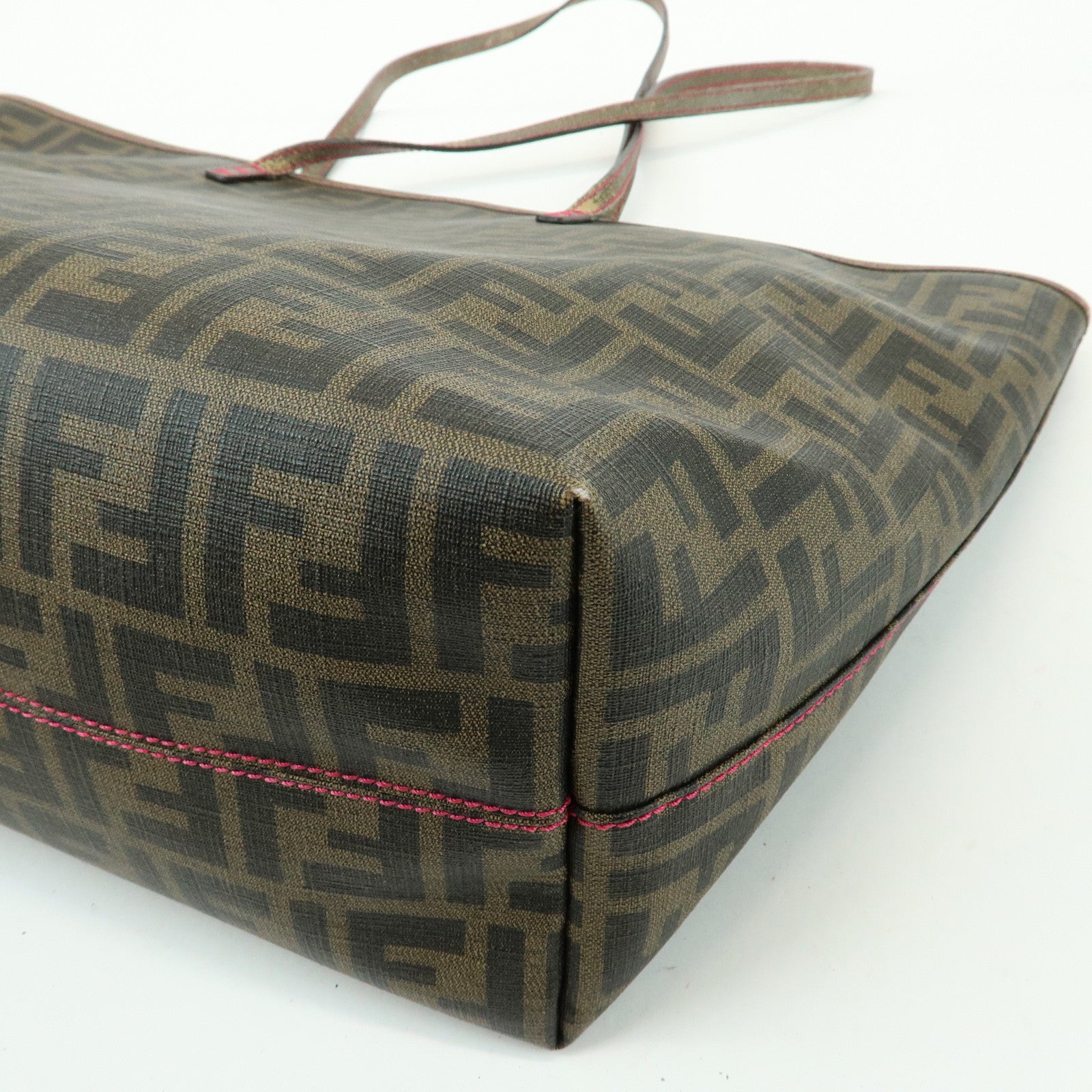 FENDI Zucca PVC Leather Tote Bag Shoulder Bag Hand Bag Brown 8BH185