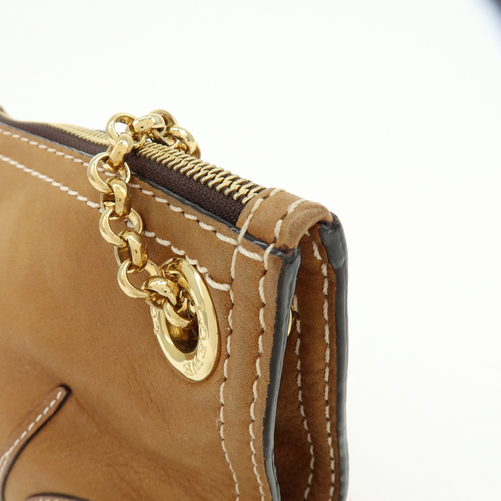 LOEWE Leather Crown Motif Chain Shoulder Bag Crossbody Bag Brown