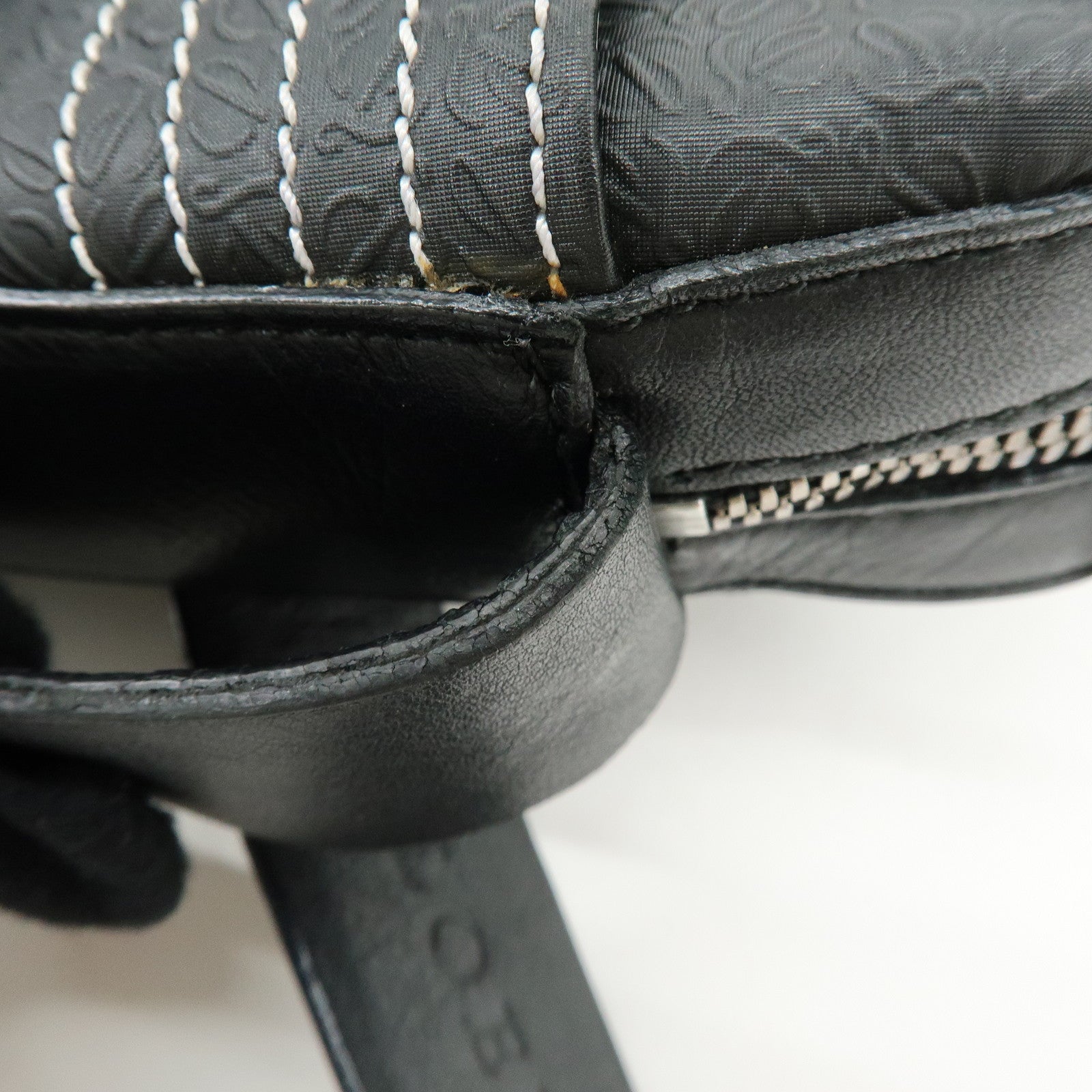 LOEWE Repeat Anagram PVC Leather Shoulder Bag Crossbody Bag Black