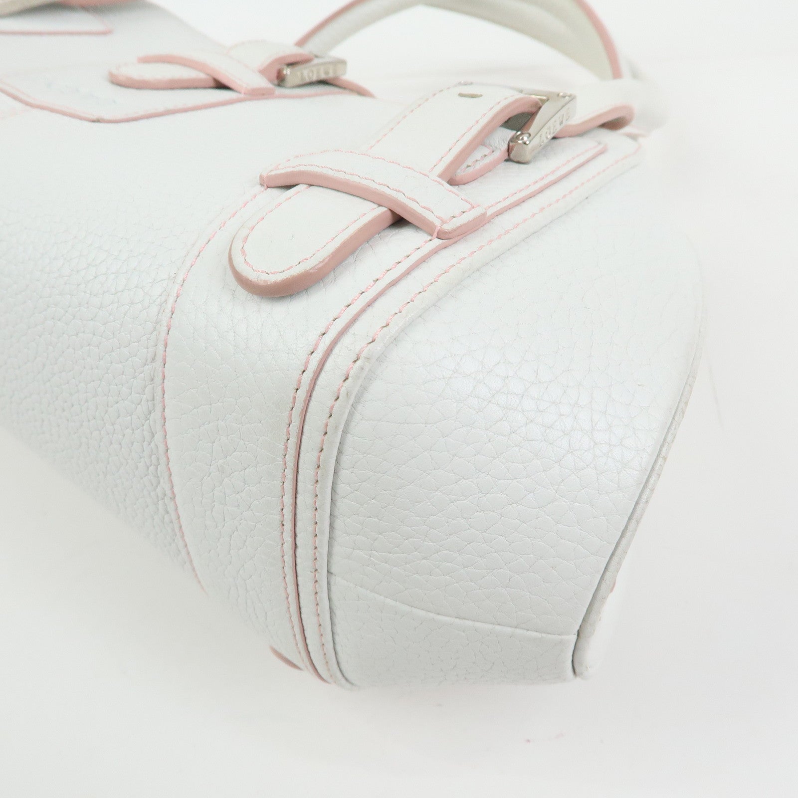 LOEWE Senda Leather Boston Bag Hand Bag White