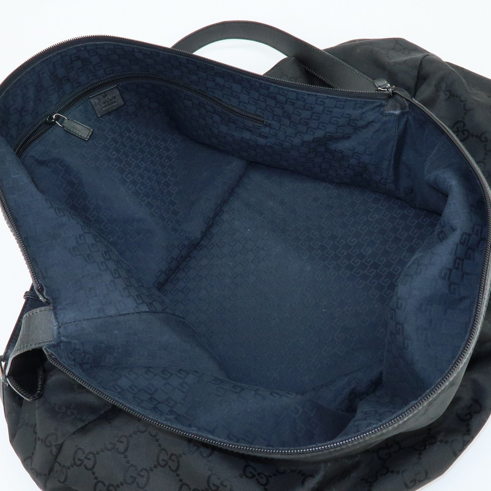 GUCCI GG Monogram Nylon Leather Boston Bag Travel Bag Black 105669