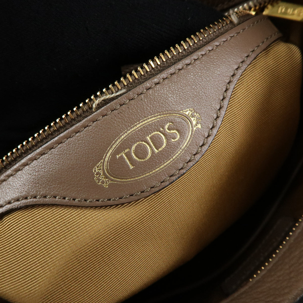 TOD'S  Oboe Leather Shoulder Bag Hand Bag Taupe Brown