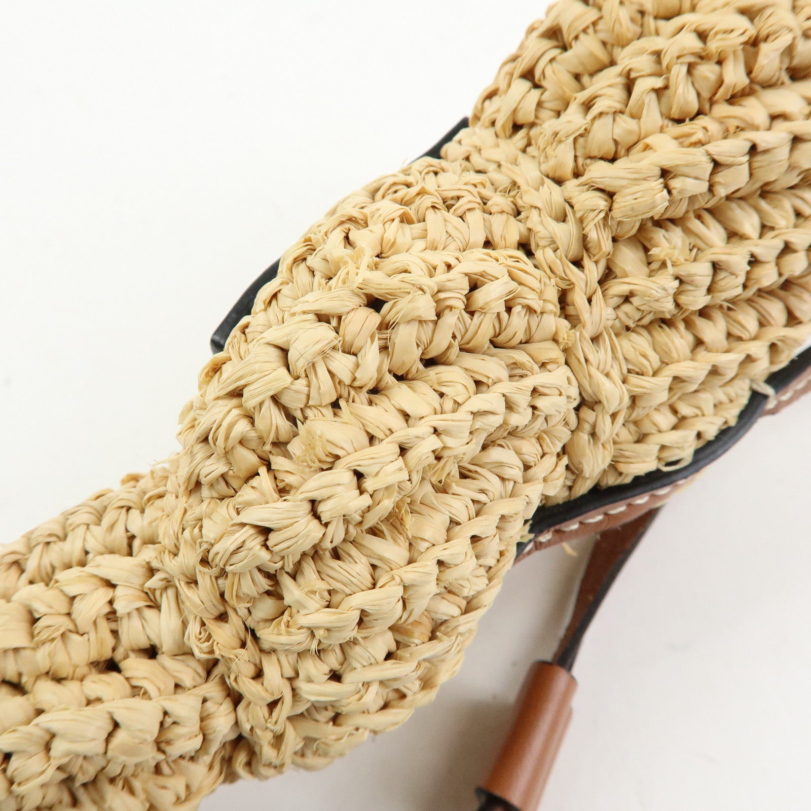 LOEWE Anagram Raffia Leather Shoulder Bag Shell Motif