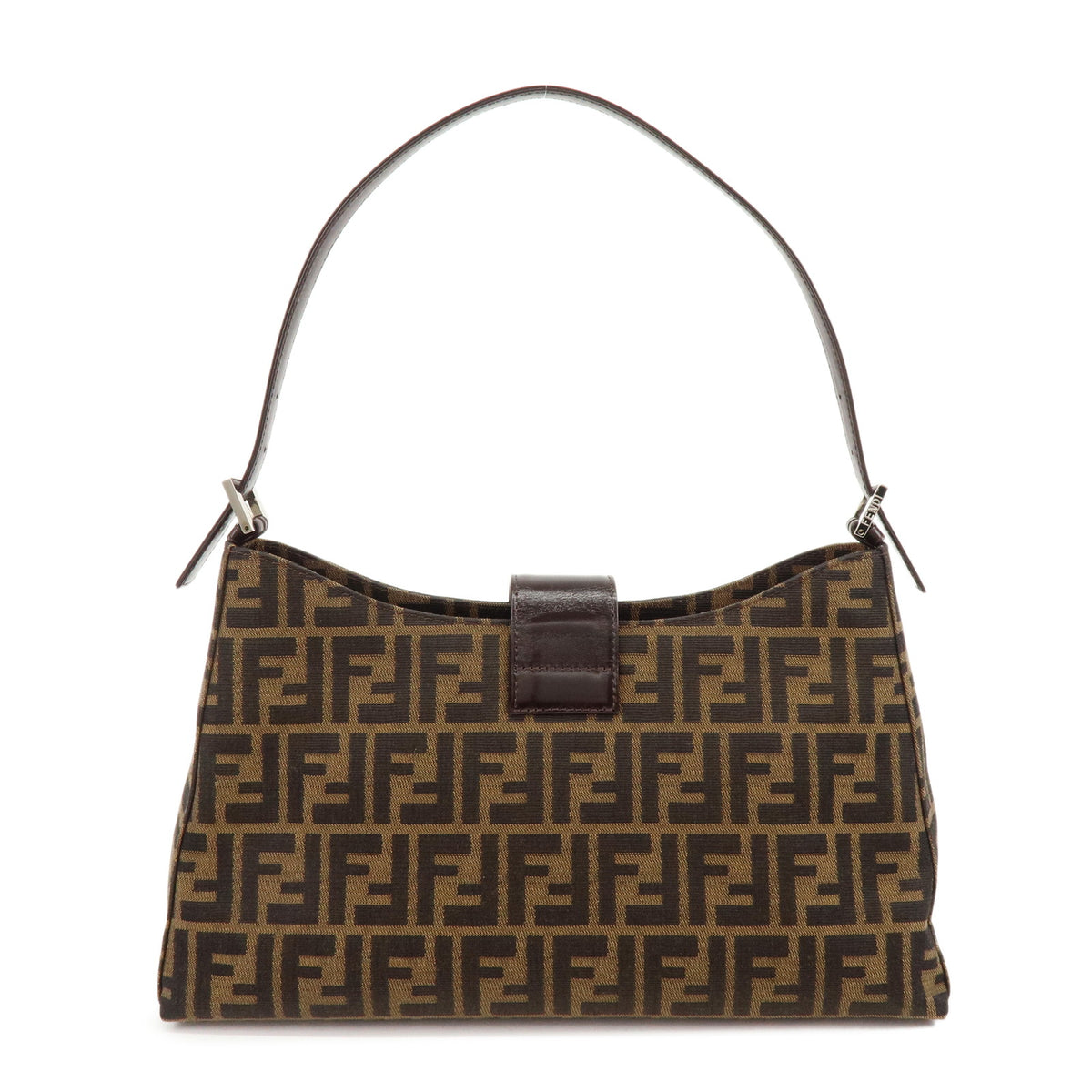 FENDI Zucca Canvas Leather Shoulder Bag Hand Bag Brown 0916115