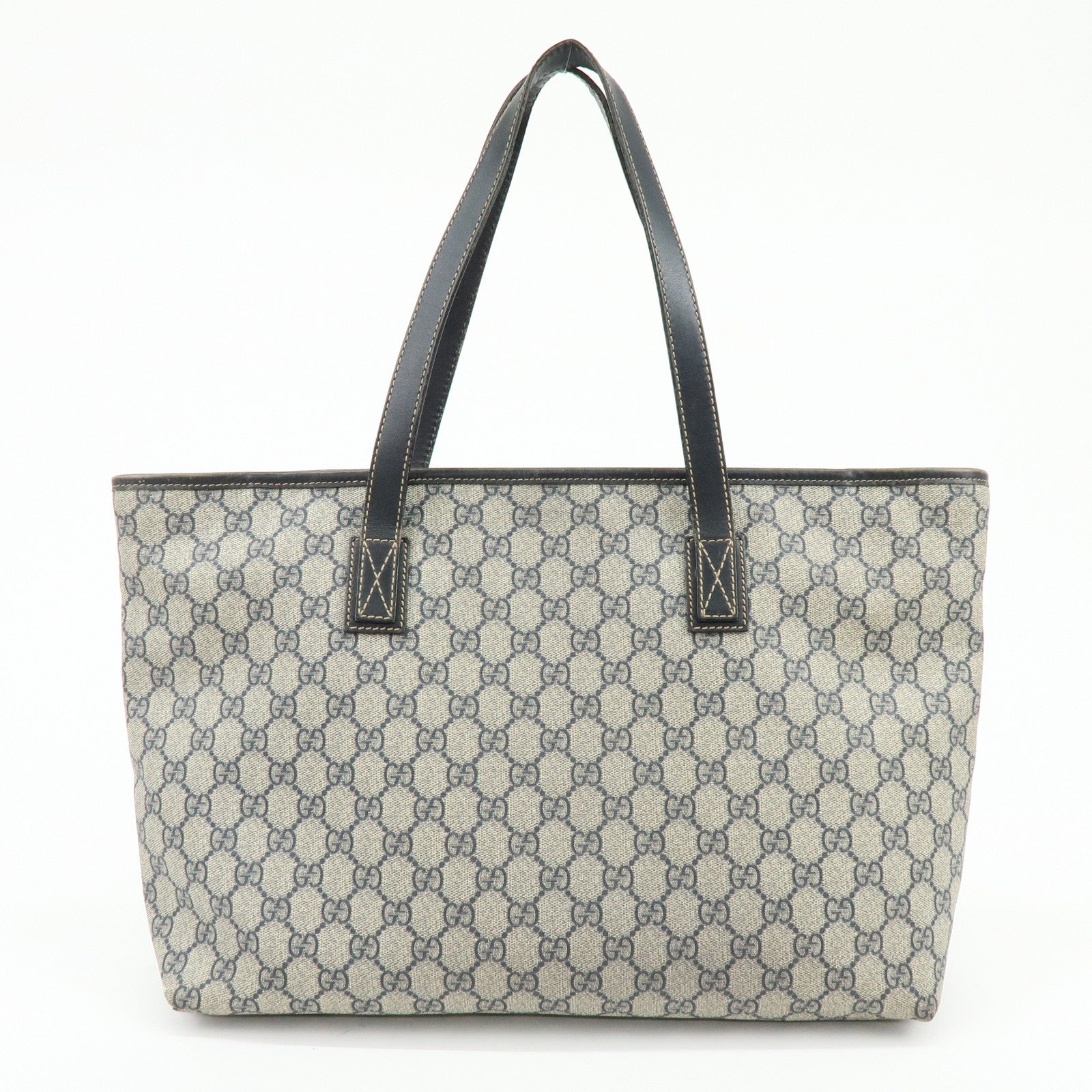 GUCCI GG Supreme Leather Tote Bag Shoulder Bag Beige Blue 211137