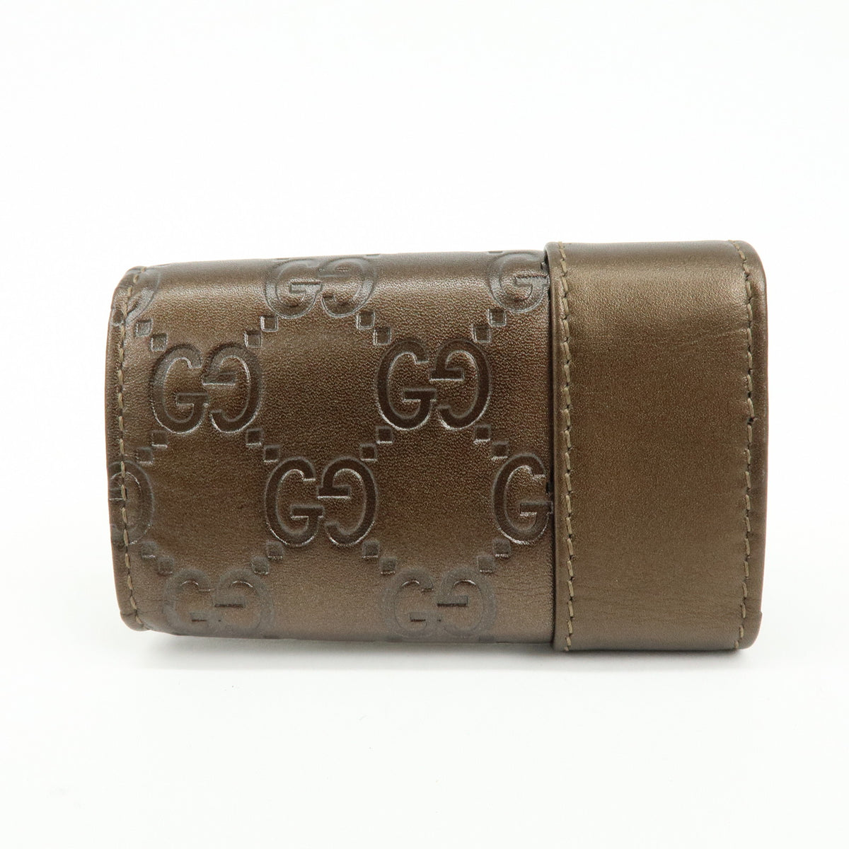 GUCCI Heartbit Guccissima Leather 6 Ring Key Case Key Holder Bronze