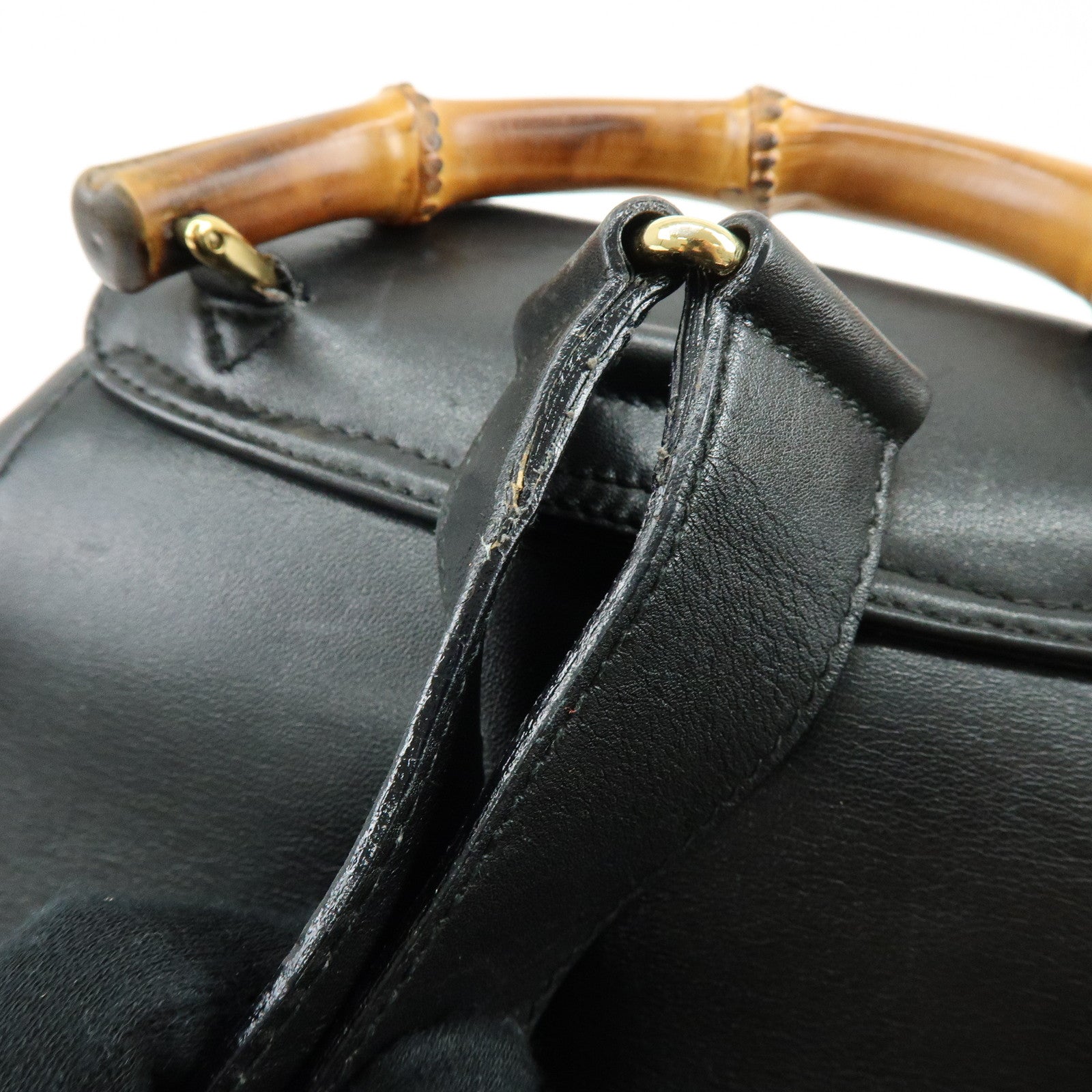 GUCCI Bamboo Leather Backpack Rucksack Black 003・2058・0016