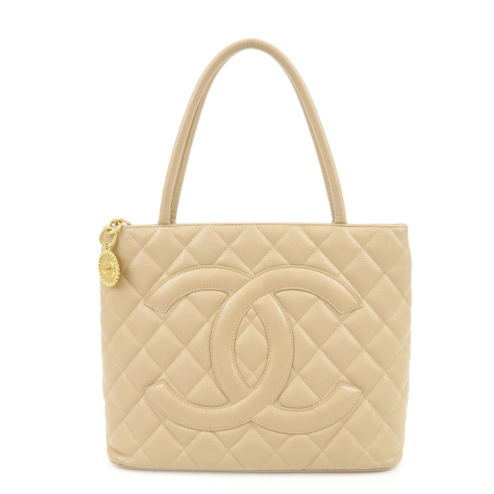 CHANEL Matelasse COCO Mark Medallion Caviar Skin Tote Bag A01804