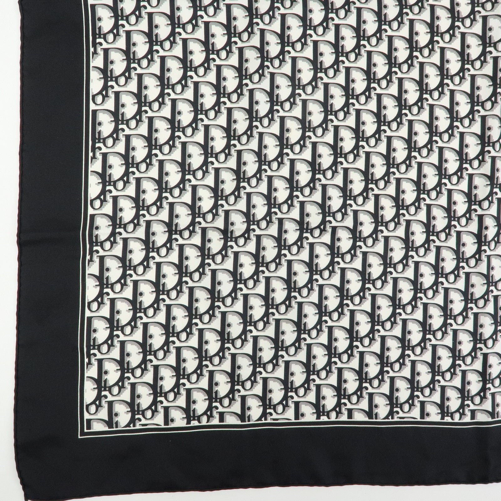 Christian Dior Trotter Silk 100% Scarf Black White