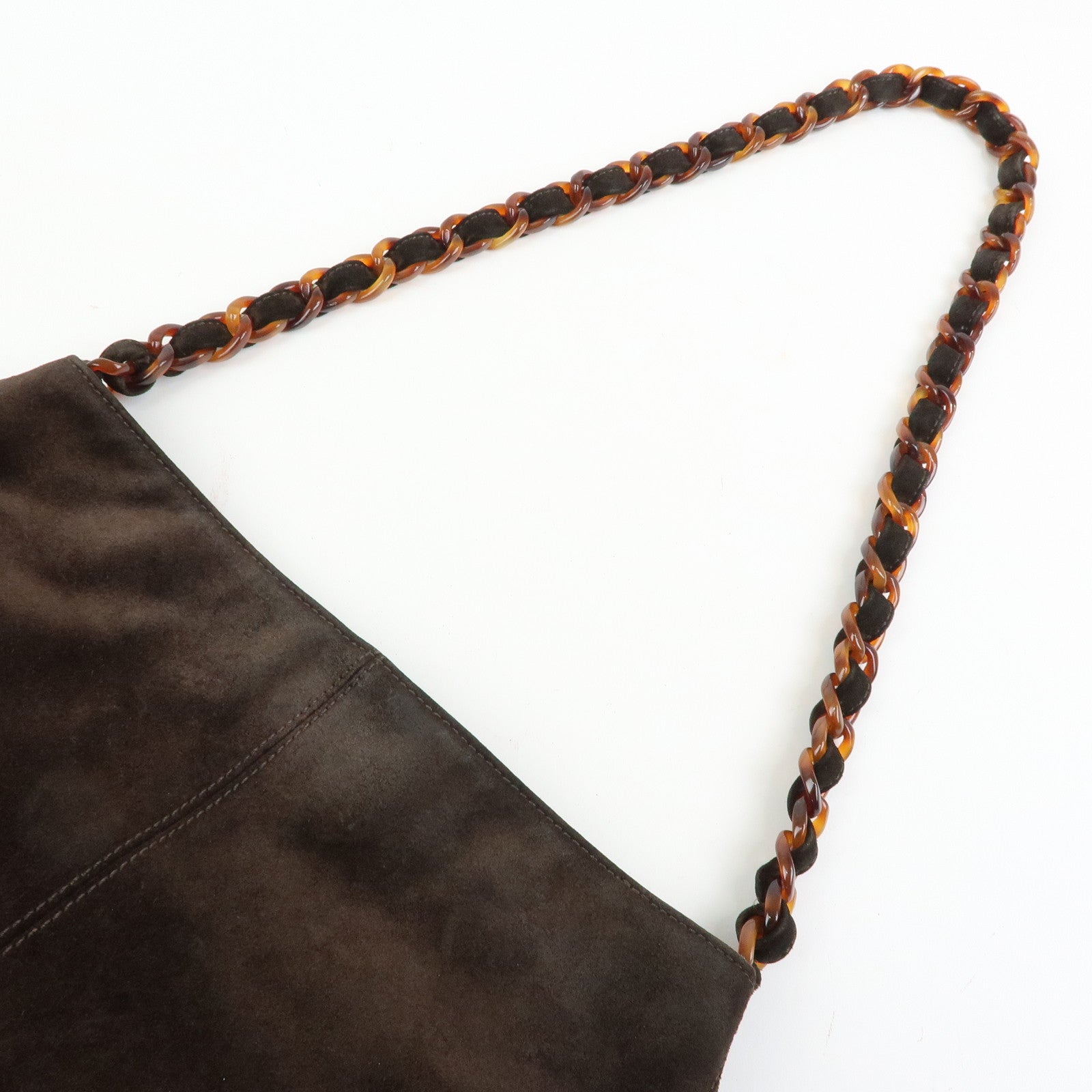 CHANEL COCO Mark Suede Plastic Chain Shoulder Bag Crossbody Bag Brown