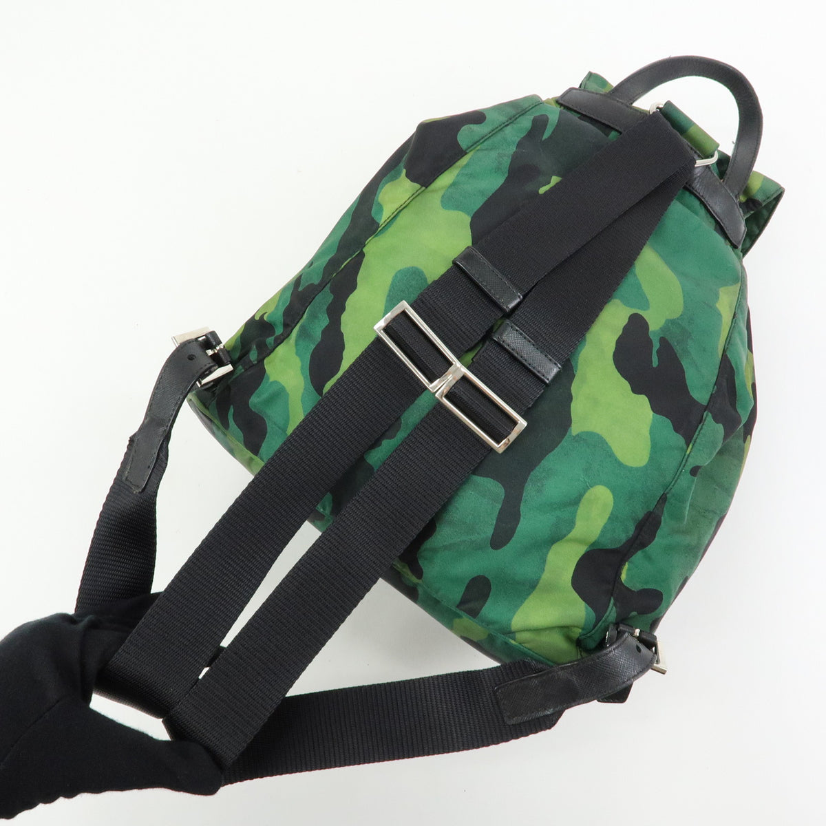 PRADA Triangle Logo Nylon Leather Backpack Rucksack Camouflage BZ0032