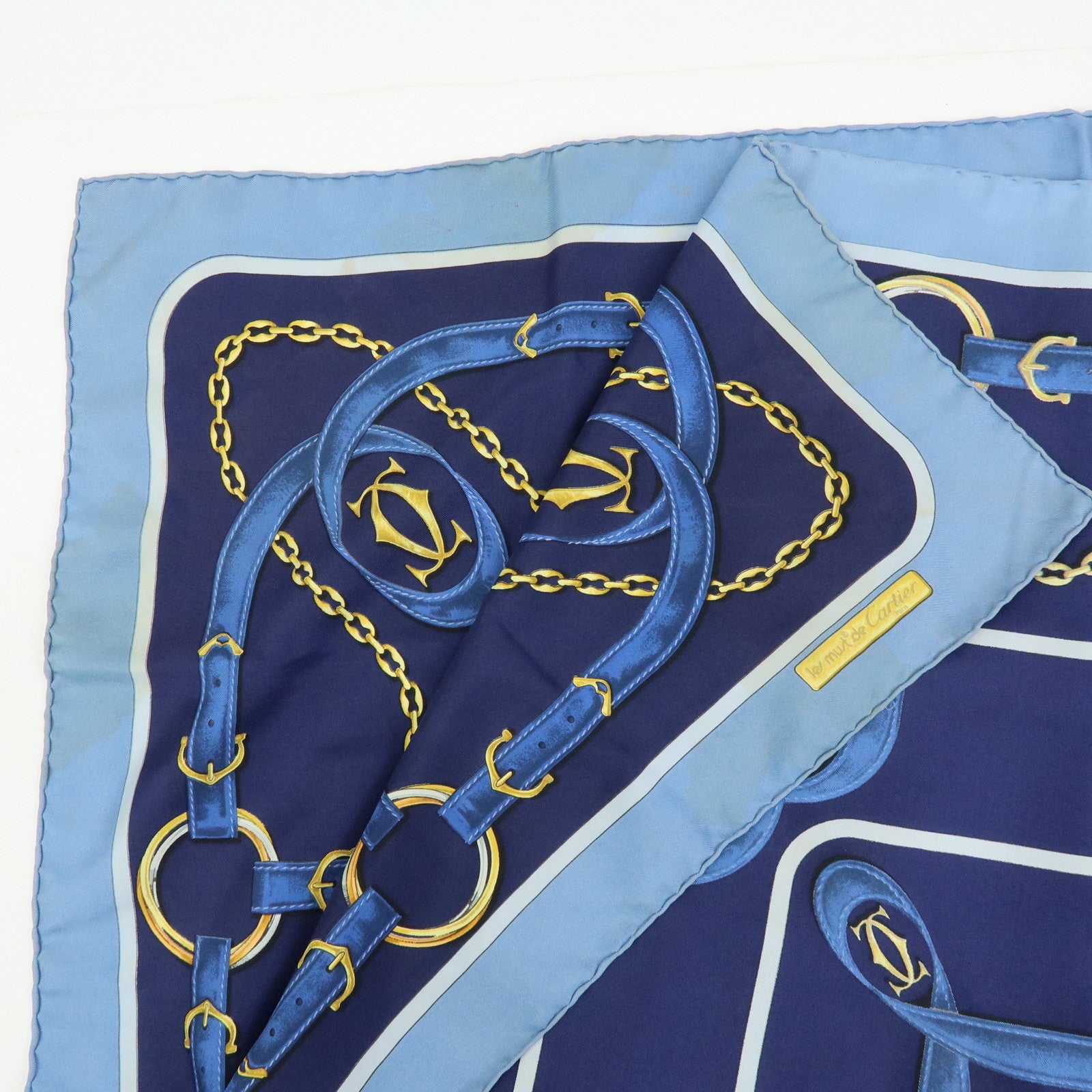 CELINE LOEWE Cartier YSL Silk 100% Scarf Lot Navy Blue Pink