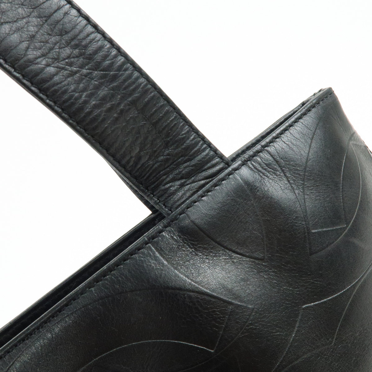 CHANEL COCO Mark Lamb Skin Tote Bag Shoulder Bag Black