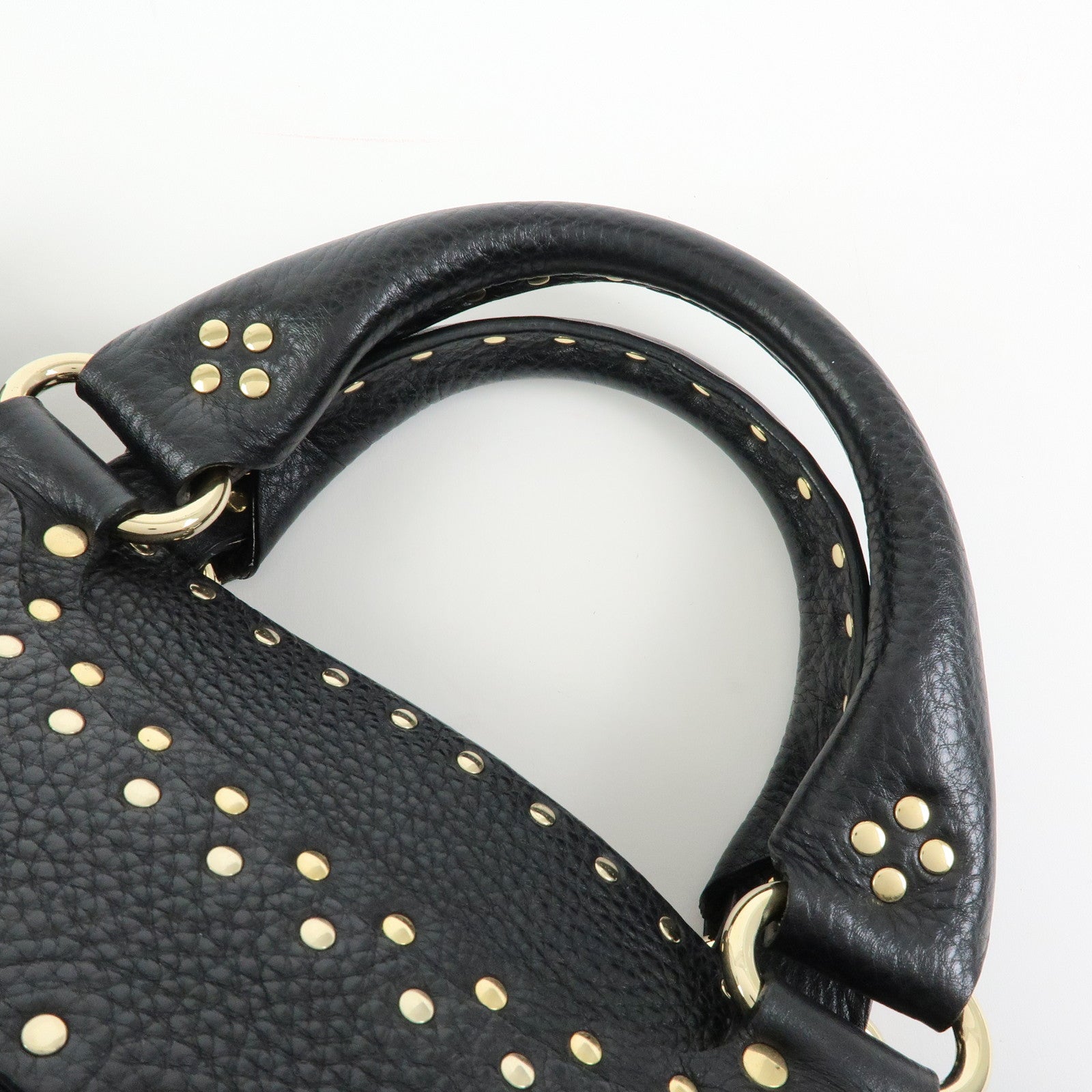 CELINE Boogie Bag Leather Hand Bag Tote Bag Studs Black