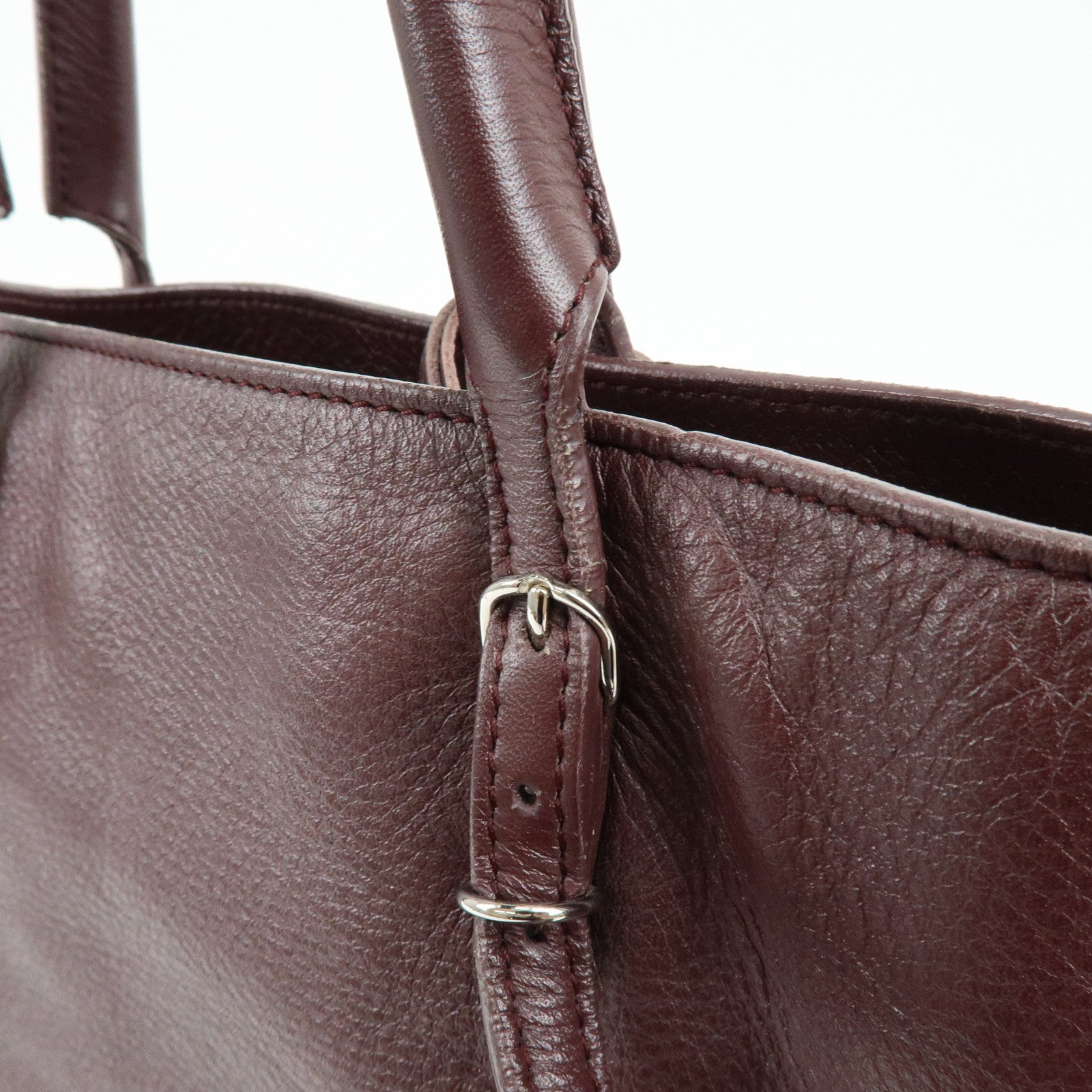 BALENCIAGA The Paper Leather Tote Bag Shoulder Bag Bordeaux 357331