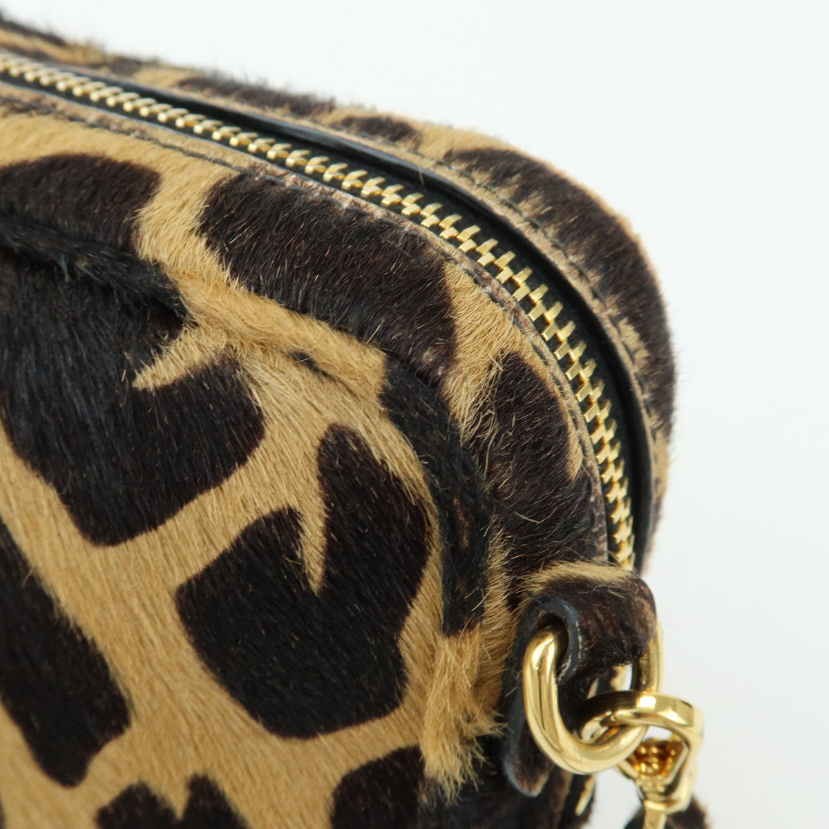 PRADA Pony Hair Leopard Mini Shoulder Bag Camera Bag 1N1674