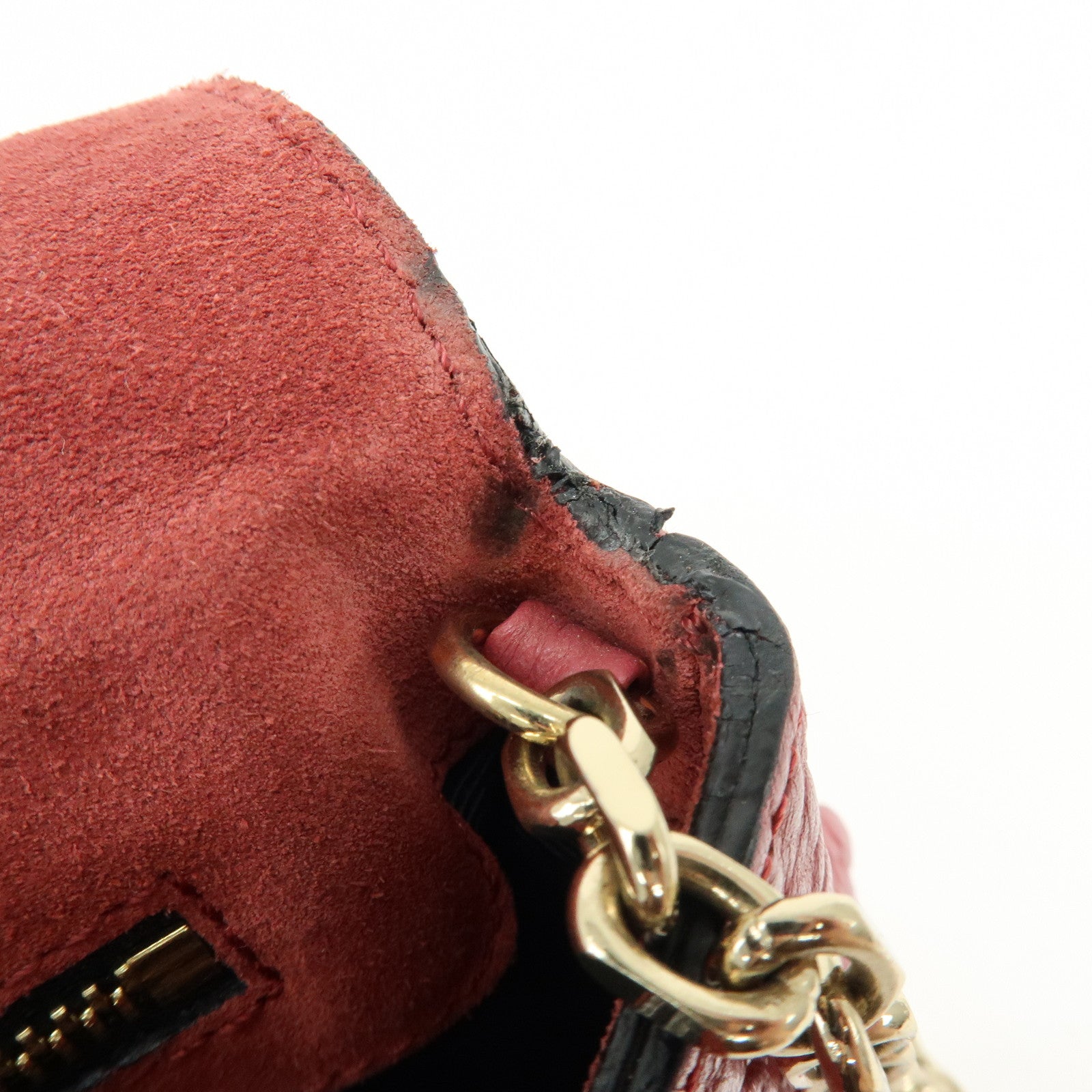 BURBERRY Leather Chain Shoulder Bag Clutch Bag Pink