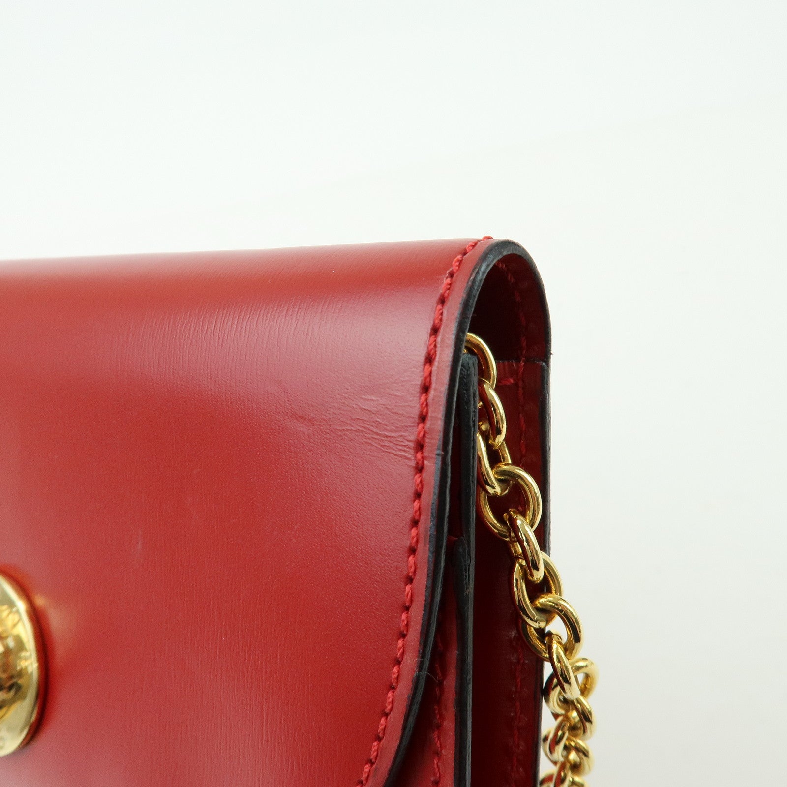 CELINE Starball Leather Chain Shoulder Bag Crossbody Bag Red
