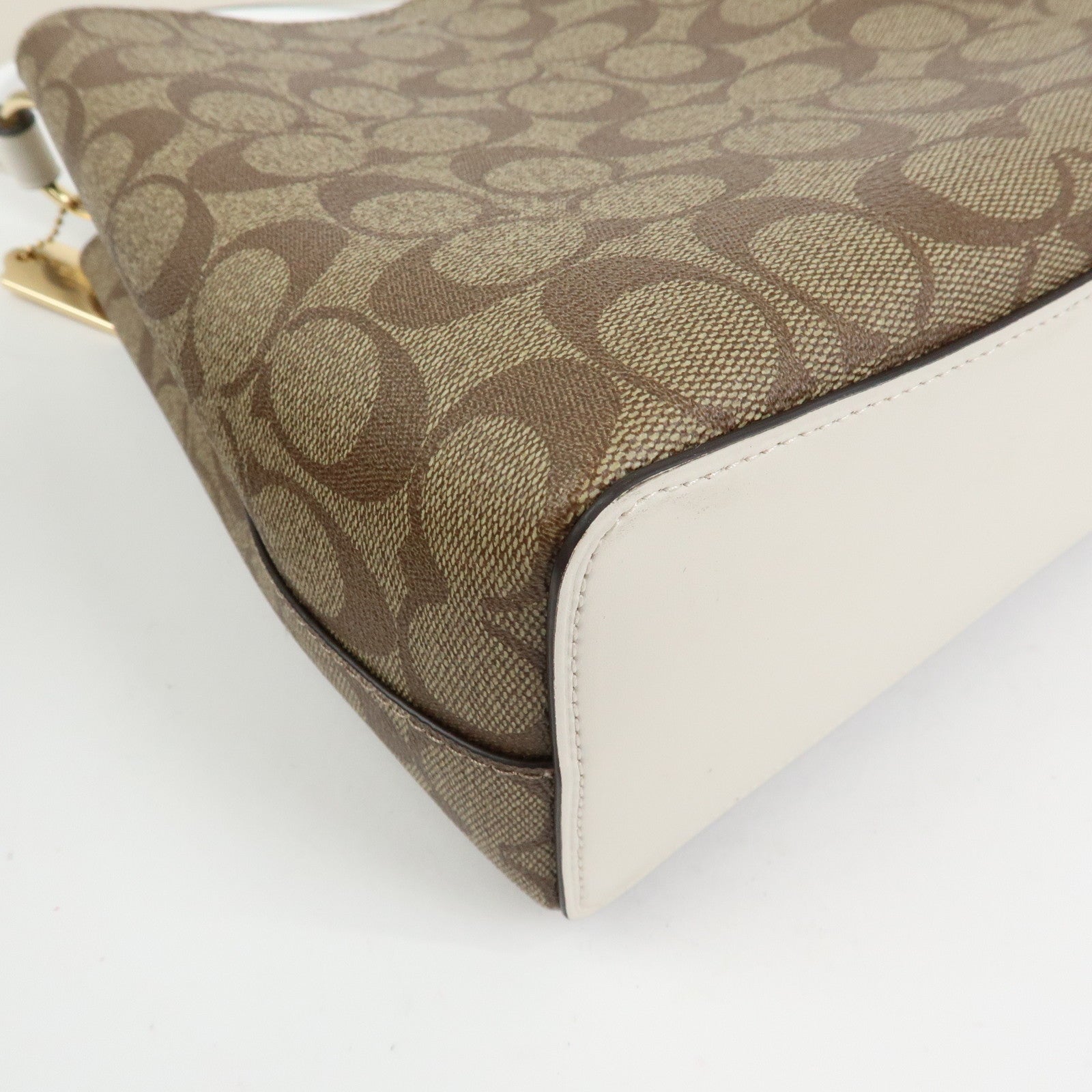 COACH Signature PVC Leather 2Way Shoulder Bag Hand Bag Beige Brown