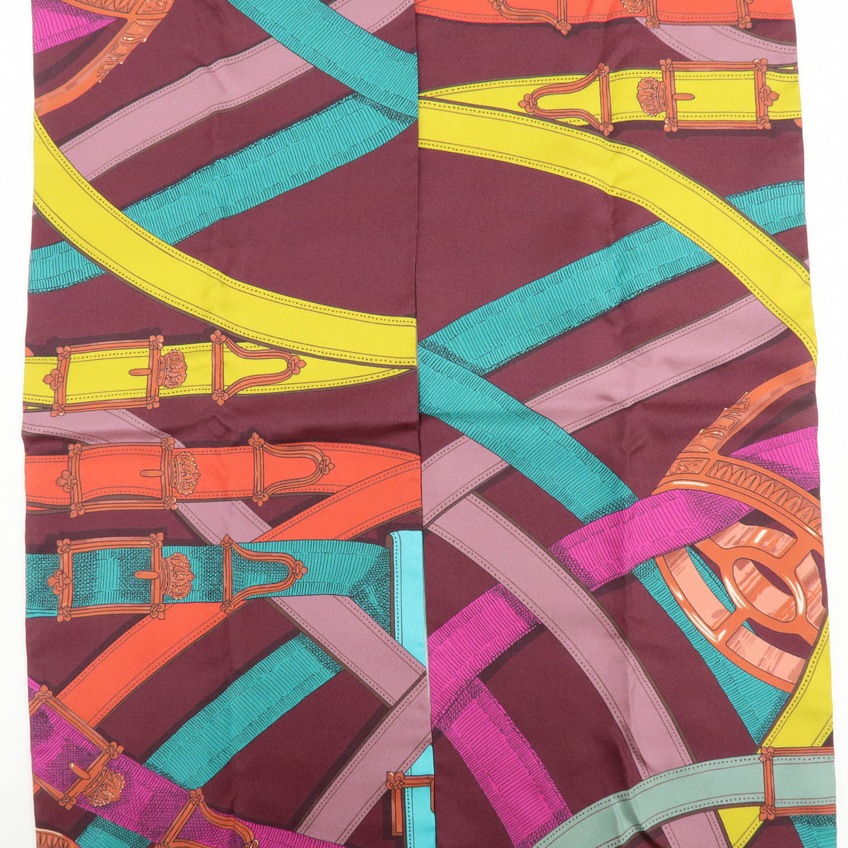 HERMES Maxi Twilly Silk 100% Scarf CAVALCADOUR Puple Multicolor