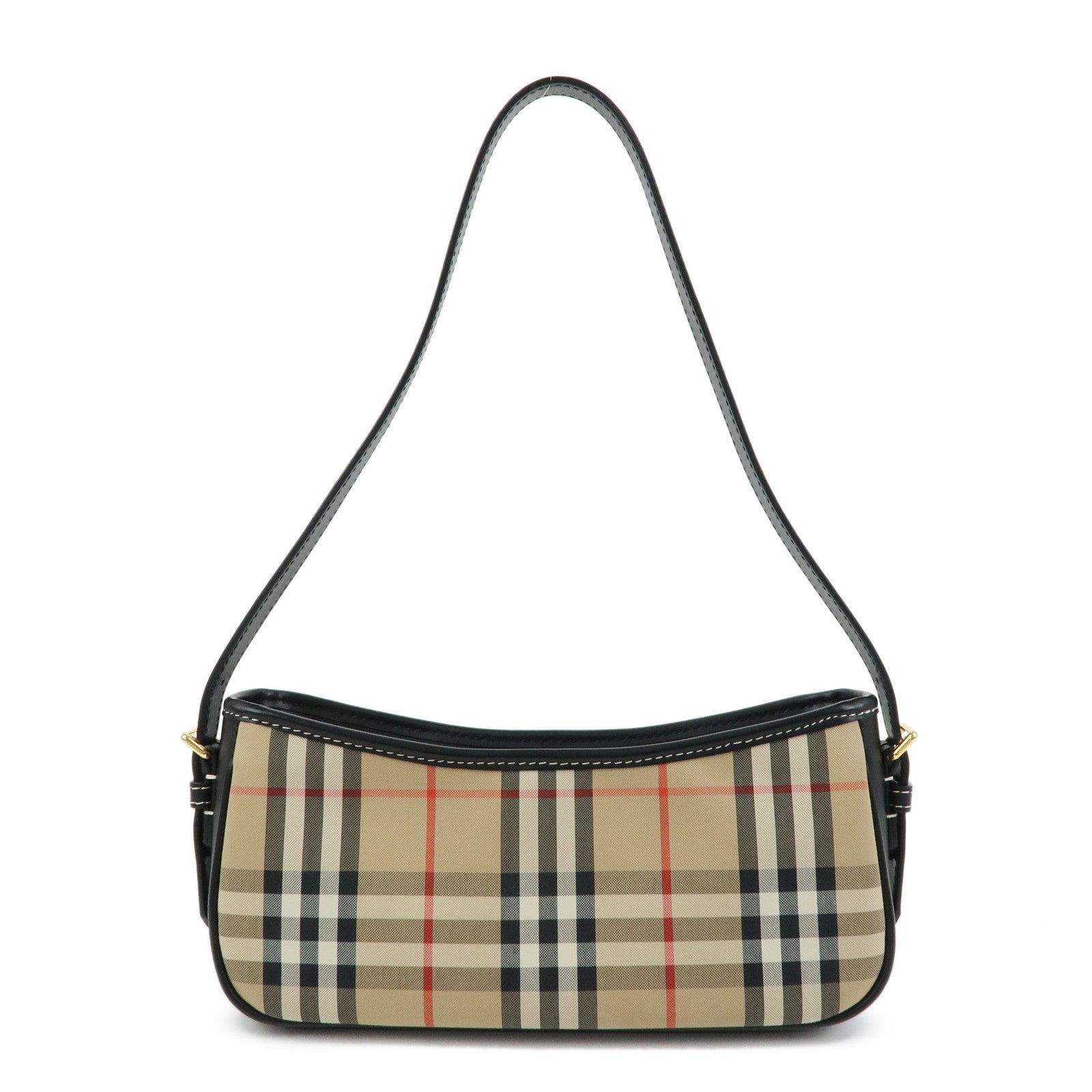 BURBERRY Nova Plaid Canvas Leather Shoulder Bag Hand Bag Brown Black