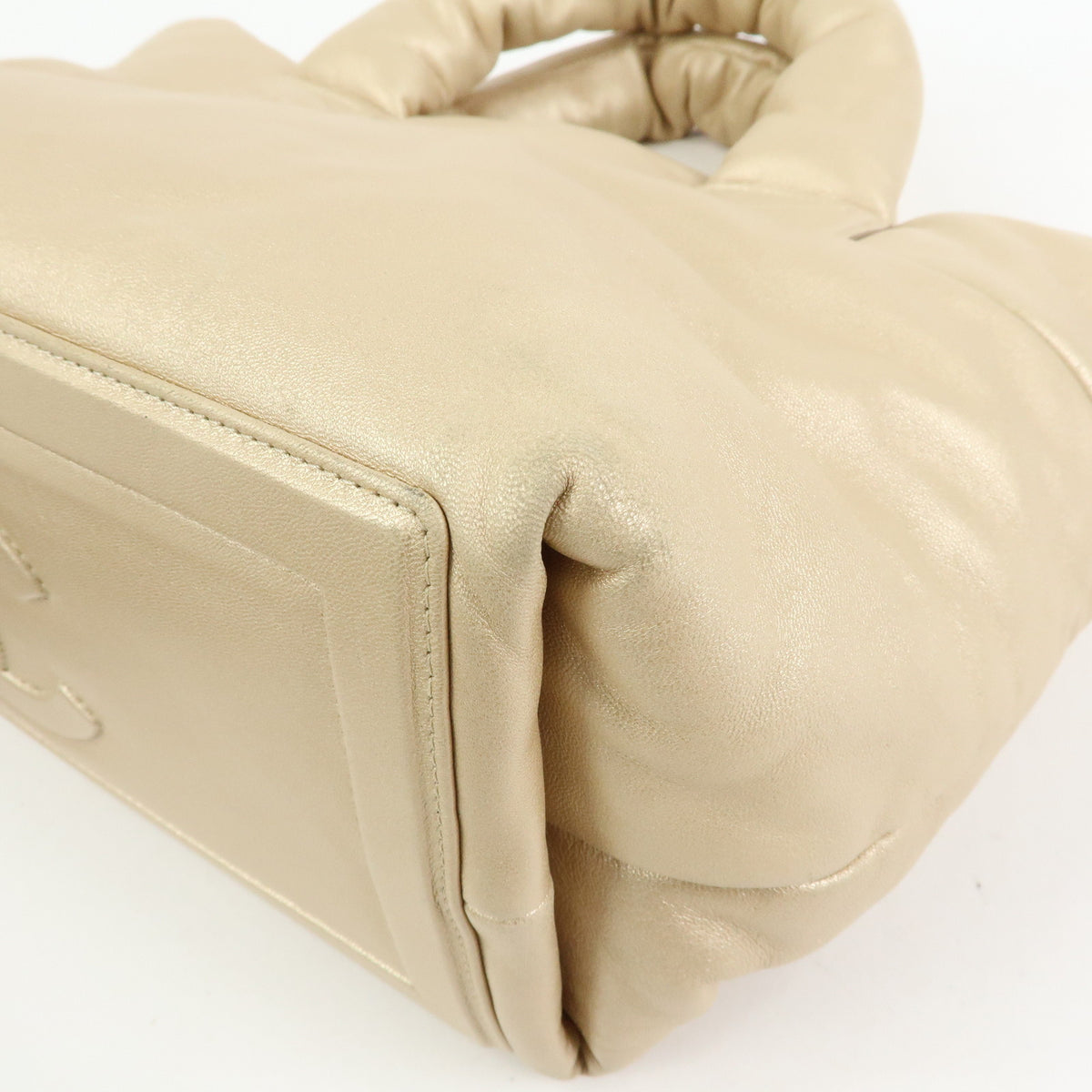 CHANEL COCO Cocoon Nylon Leather Medium Tote Bag Hand Bag Gold A48611