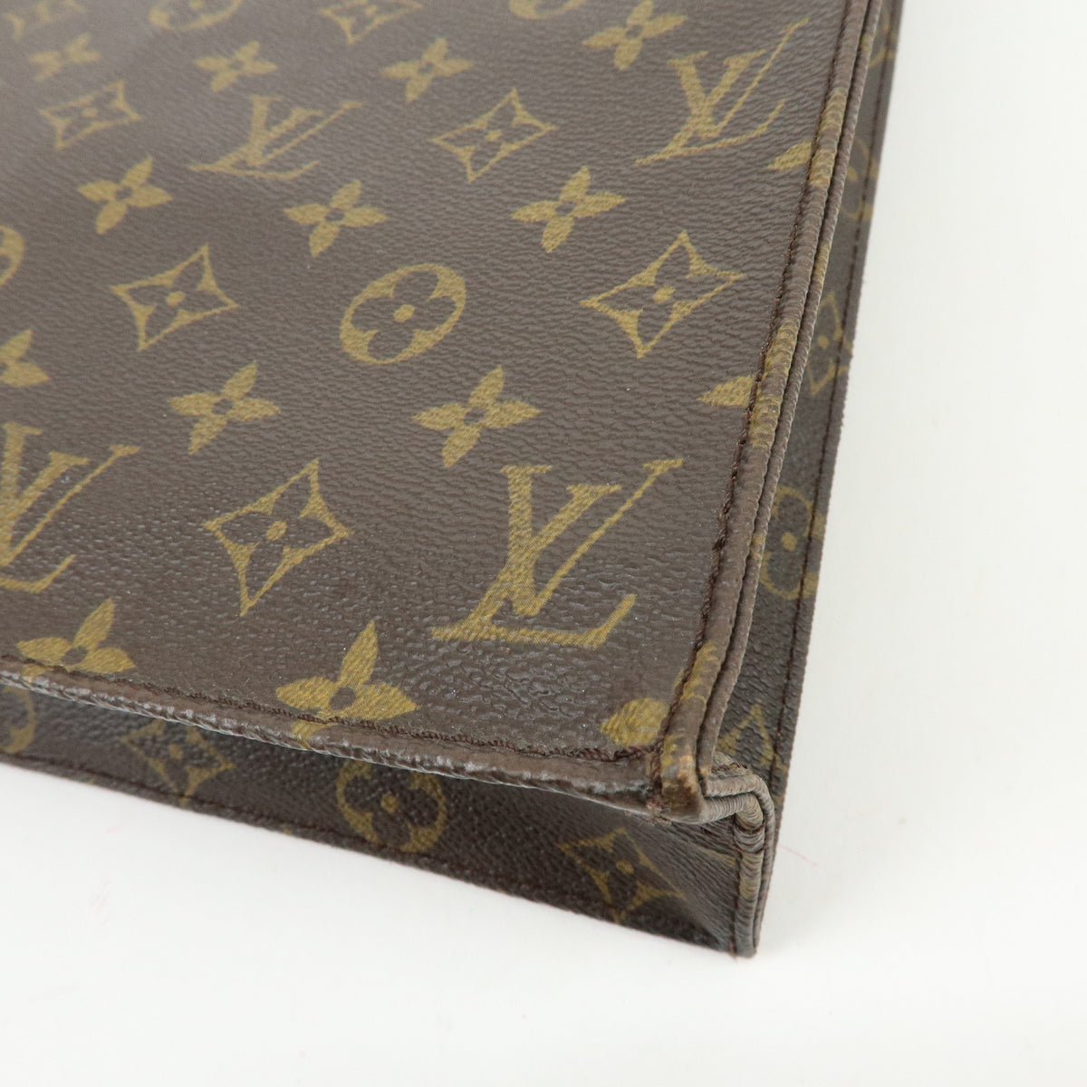 Louis Vuitton Monogram Sac Plat Tote Bag Hand Bag Brown M51140
