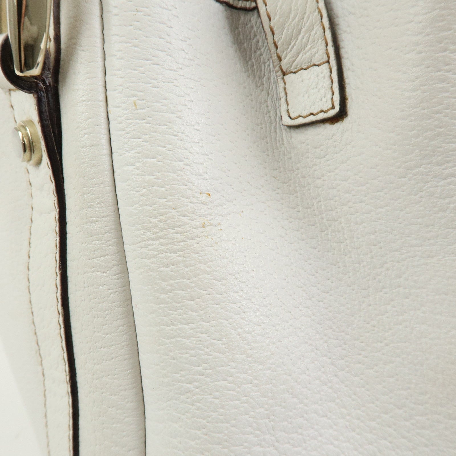 Gucci Abbey Leather Tote Bag Shoulder Bag Hand Bag White 130736