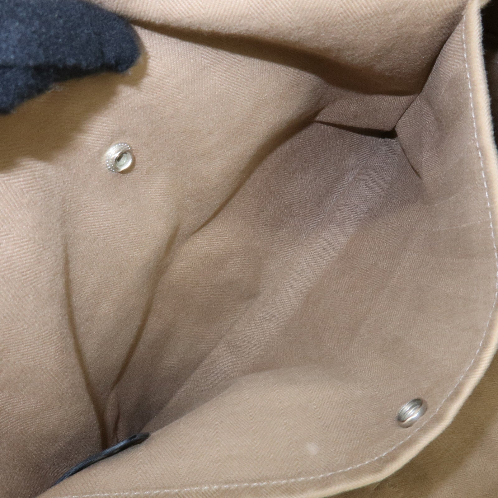 HERMES Valparaiso Toile Chevron Leather MM Hand Tote Bag Beige