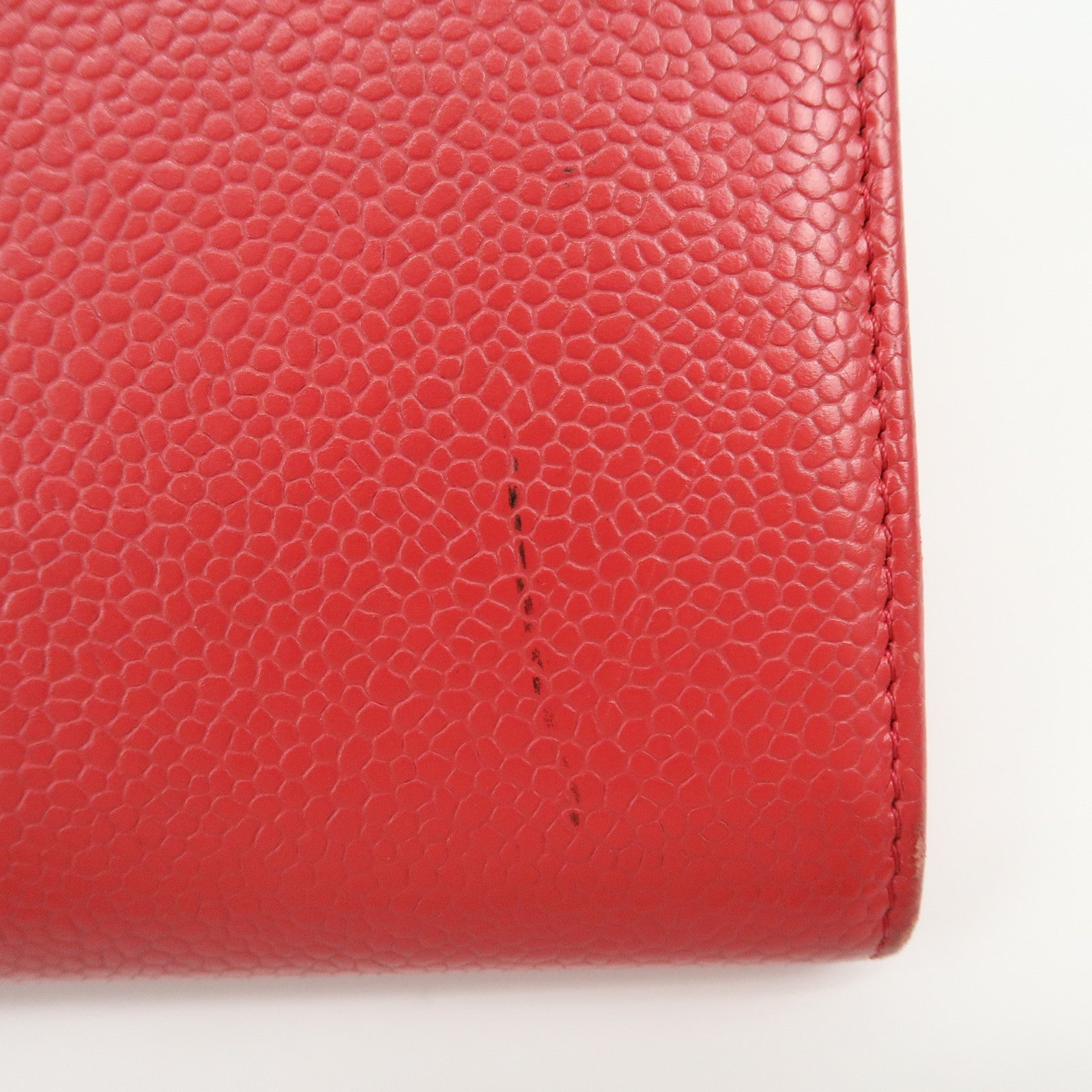 CHANEL COCO Mark Caviarskin Long Flap Wallet Red A50070