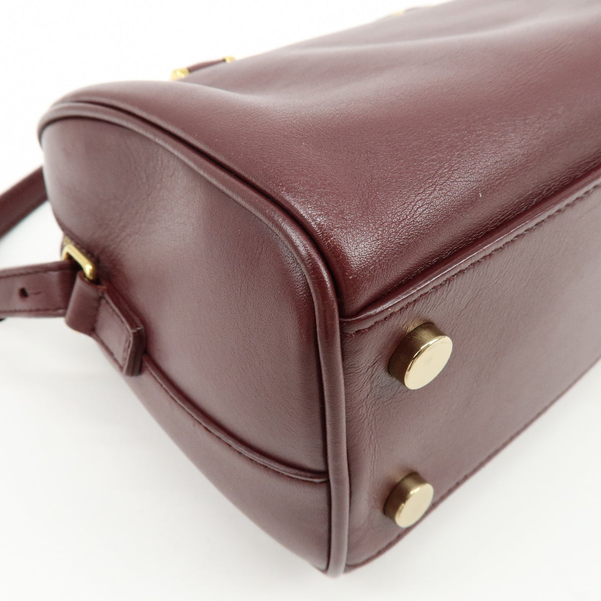 SAINT LAURENT PARIS Baby Duffle Leather 2WAY Bag Shoulder Bag Wine Red