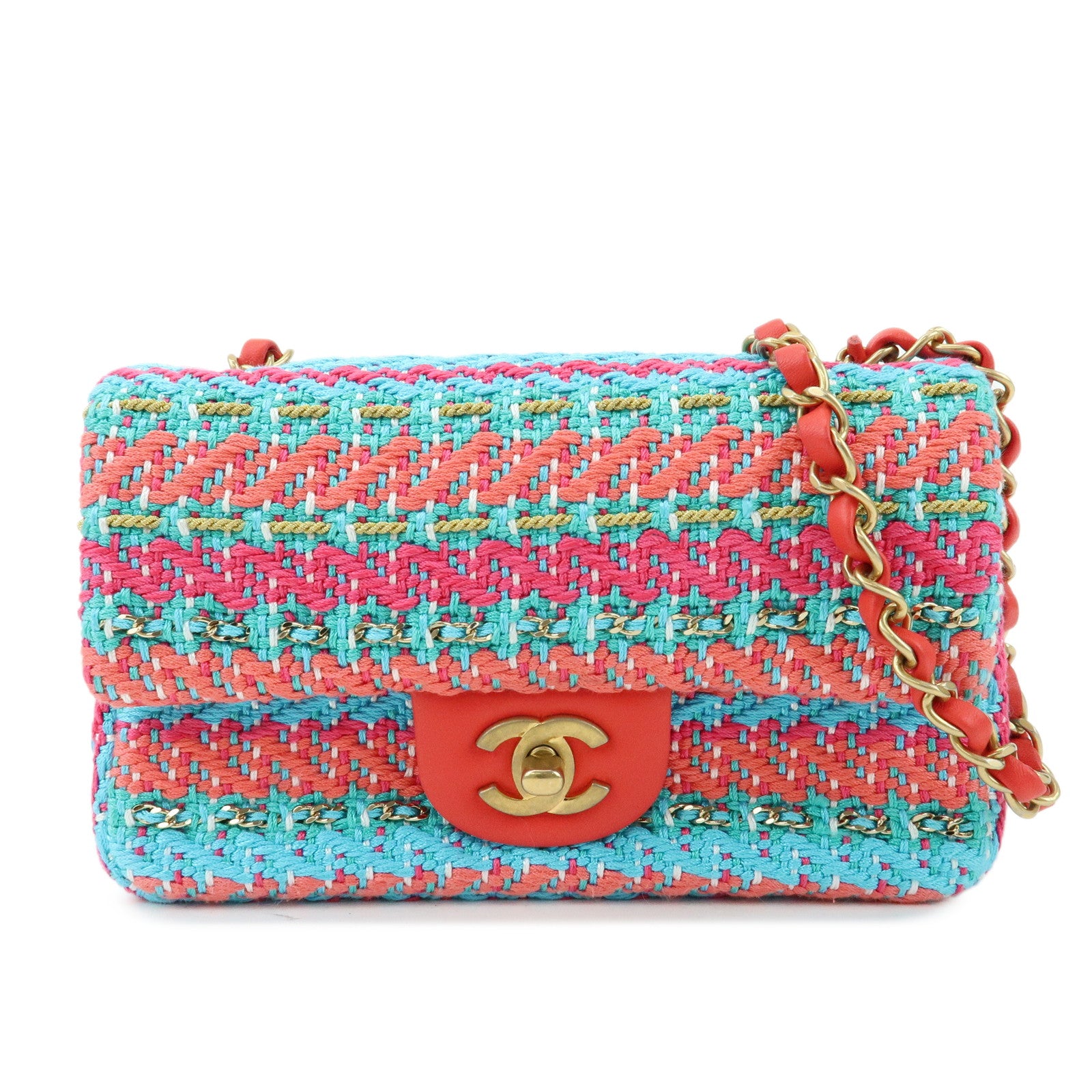 CHANEL Mix Fiber Tweed Mini Flap Bag 20 Chain Shoulder bag  A69900