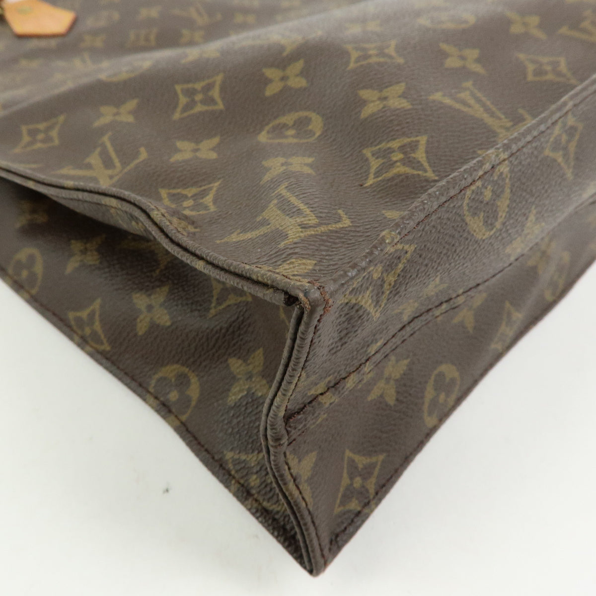 Louis Vuitton Monogram Sac Plat Tote Bag Hand Bag Brown M51140